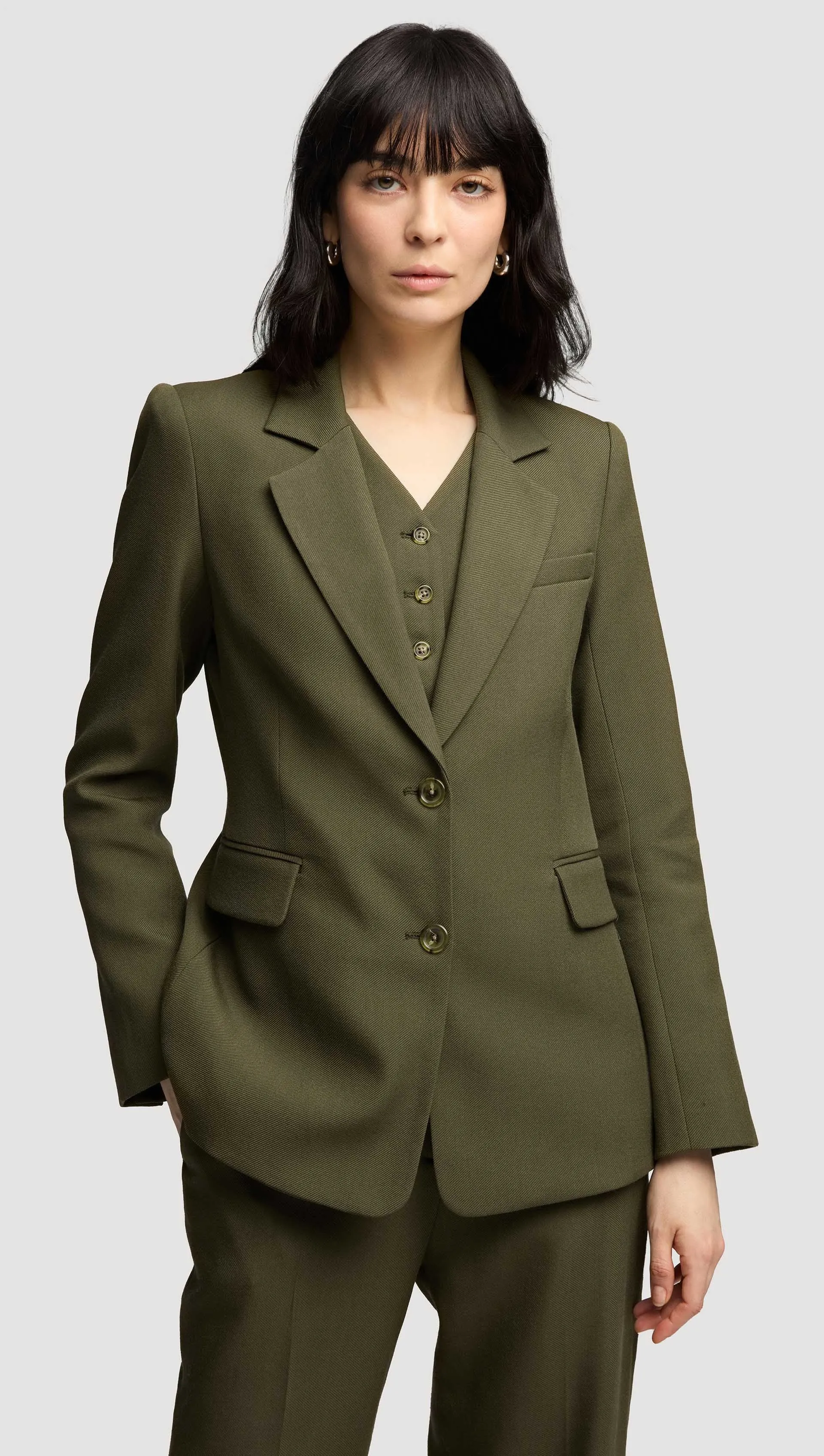 Two-Button Blazer in Viscose Wool Twill | Olive sold by Argent