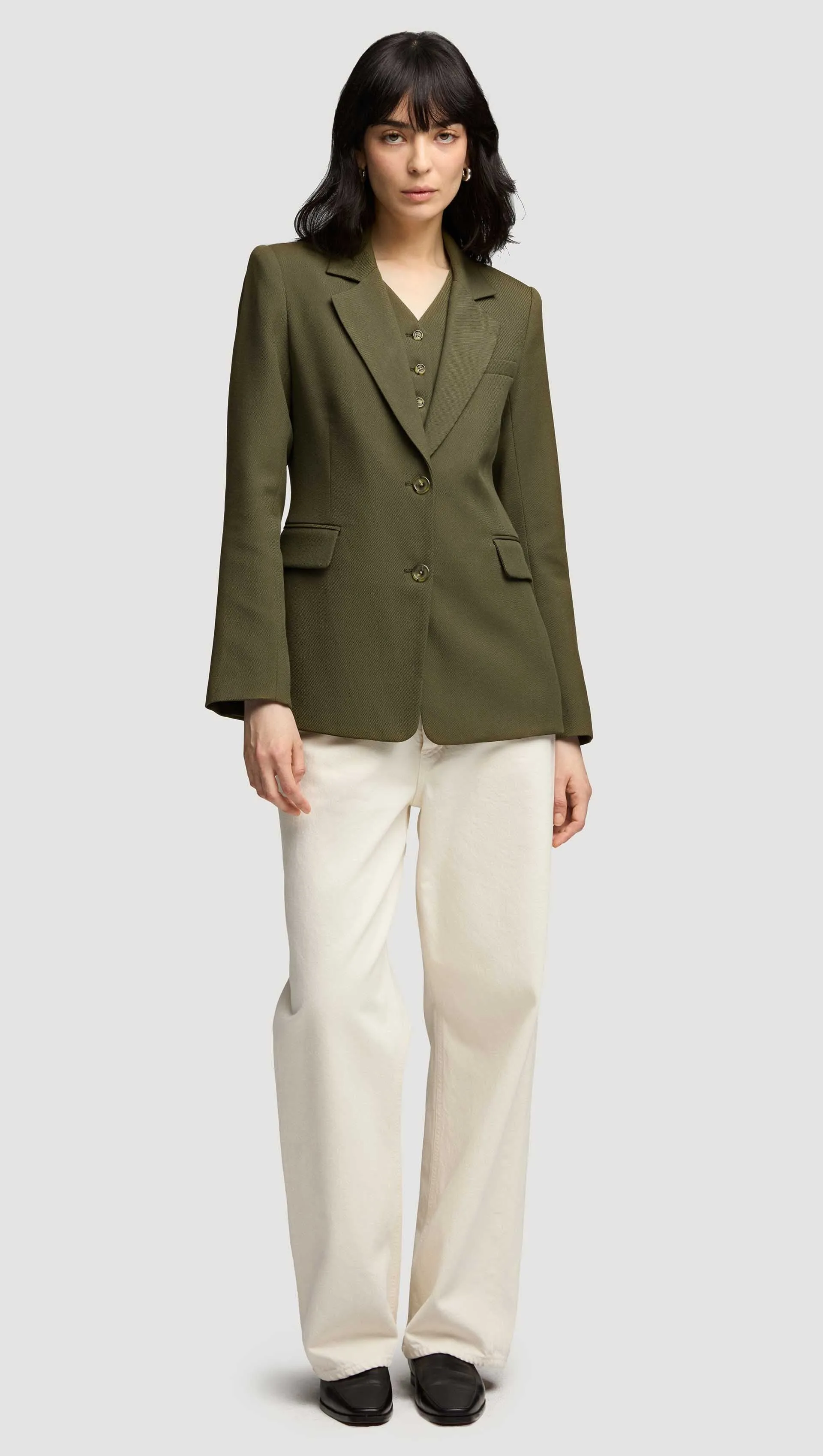 Two-Button Blazer in Viscose Wool Twill | Olive sold by Argent product image thumbnail 5