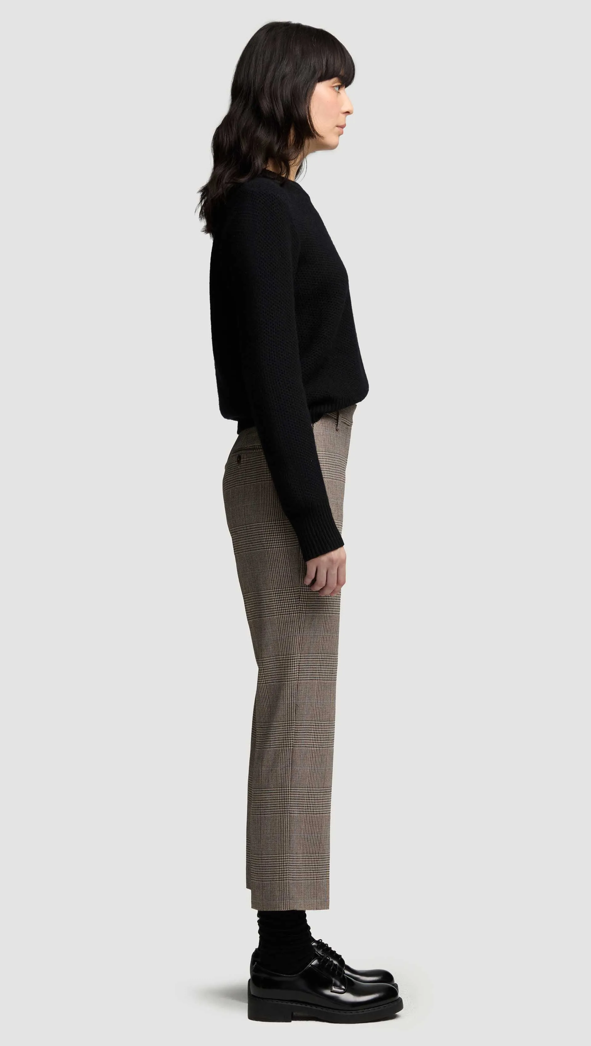 Cropped Straight Leg Trouser in Wool | Plaid Houndstooth sold by Argent product image thumbnail 3