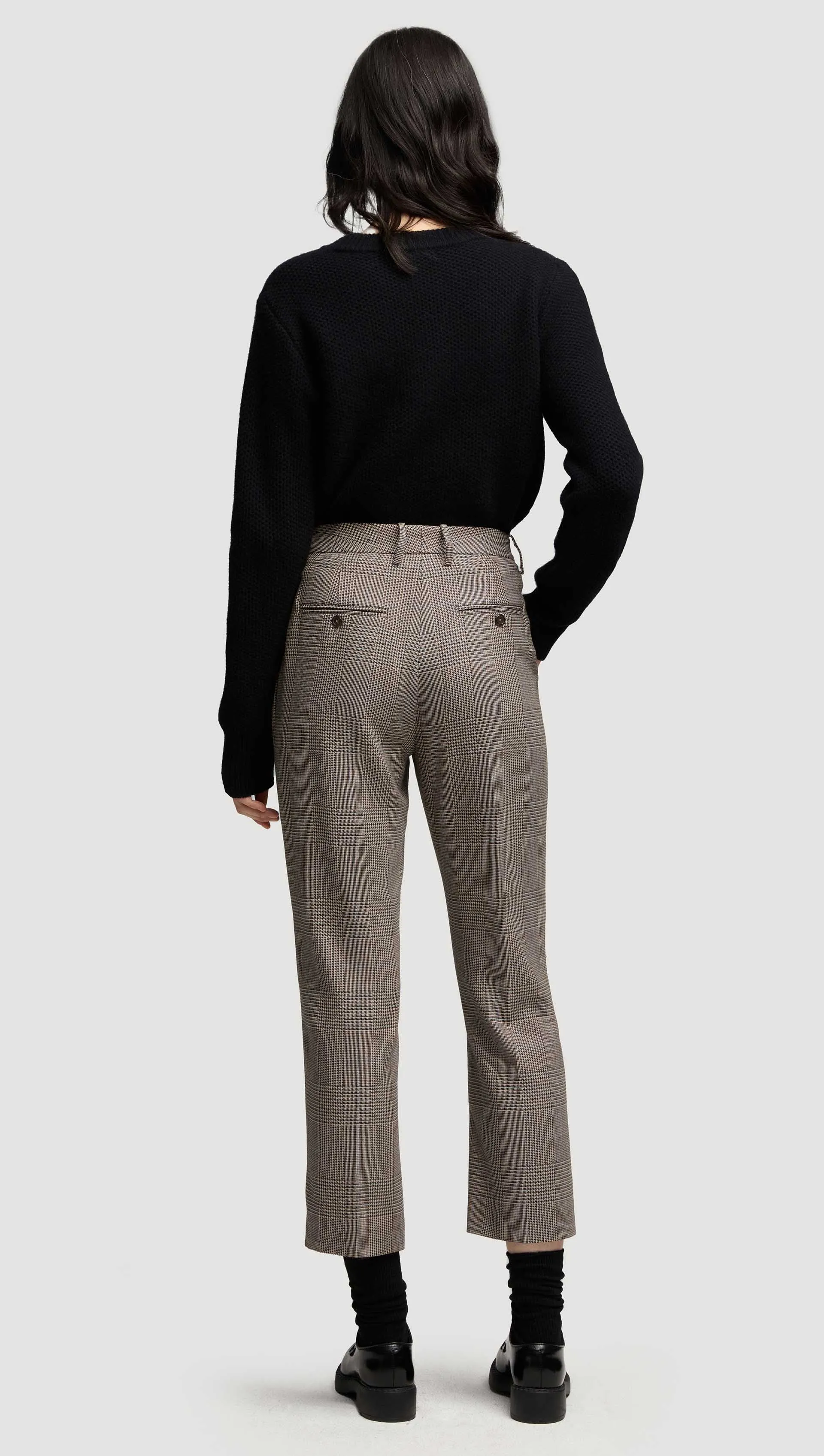 Cropped Straight Leg Trouser in Wool | Plaid Houndstooth sold by Argent product image thumbnail 4