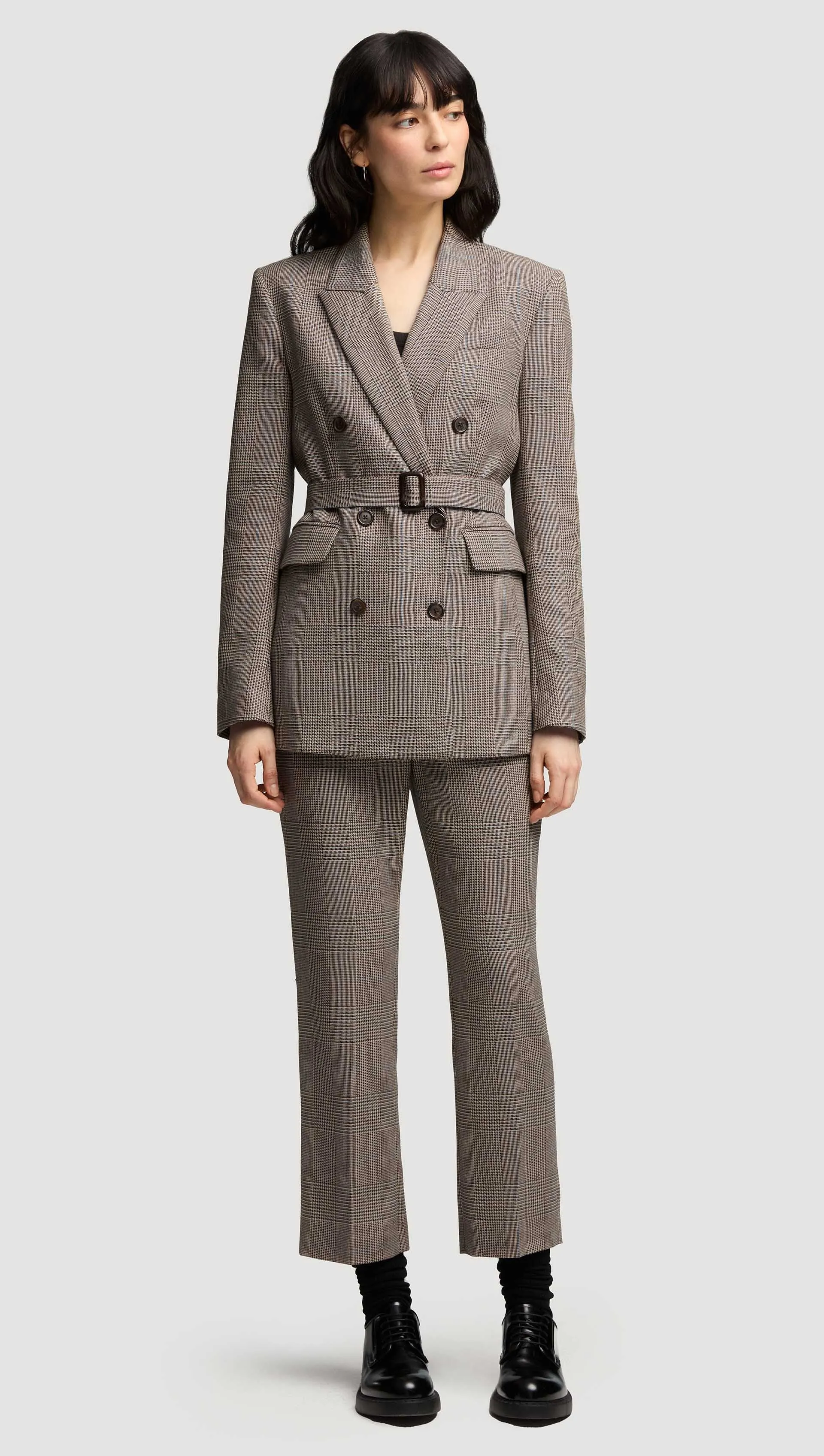 Cropped Straight Leg Trouser in Wool | Plaid Houndstooth sold by Argent product image thumbnail 5