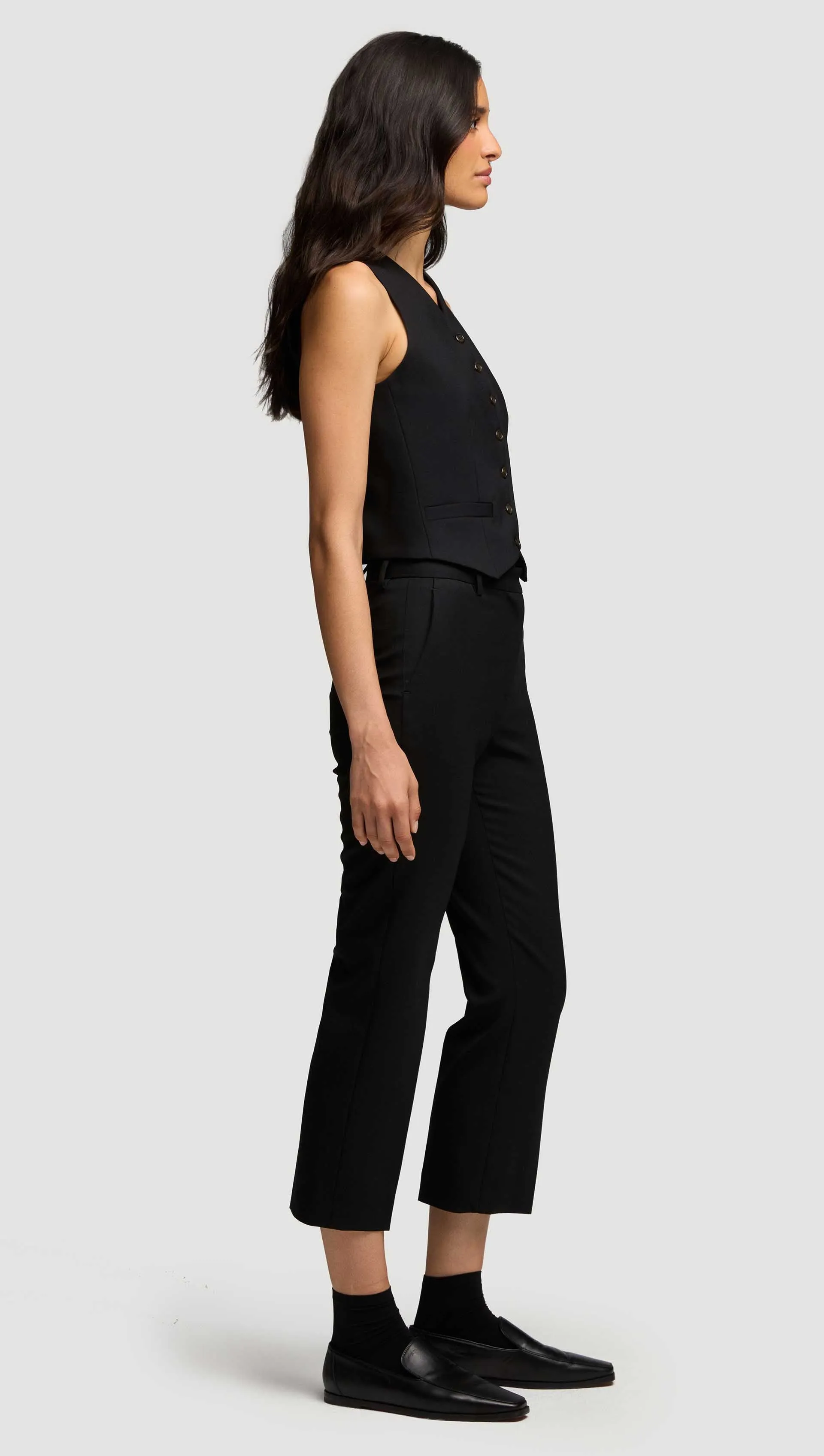 Cropped Straight Leg Trouser in Seasonless Wool | Black sold by Argent product image thumbnail 3
