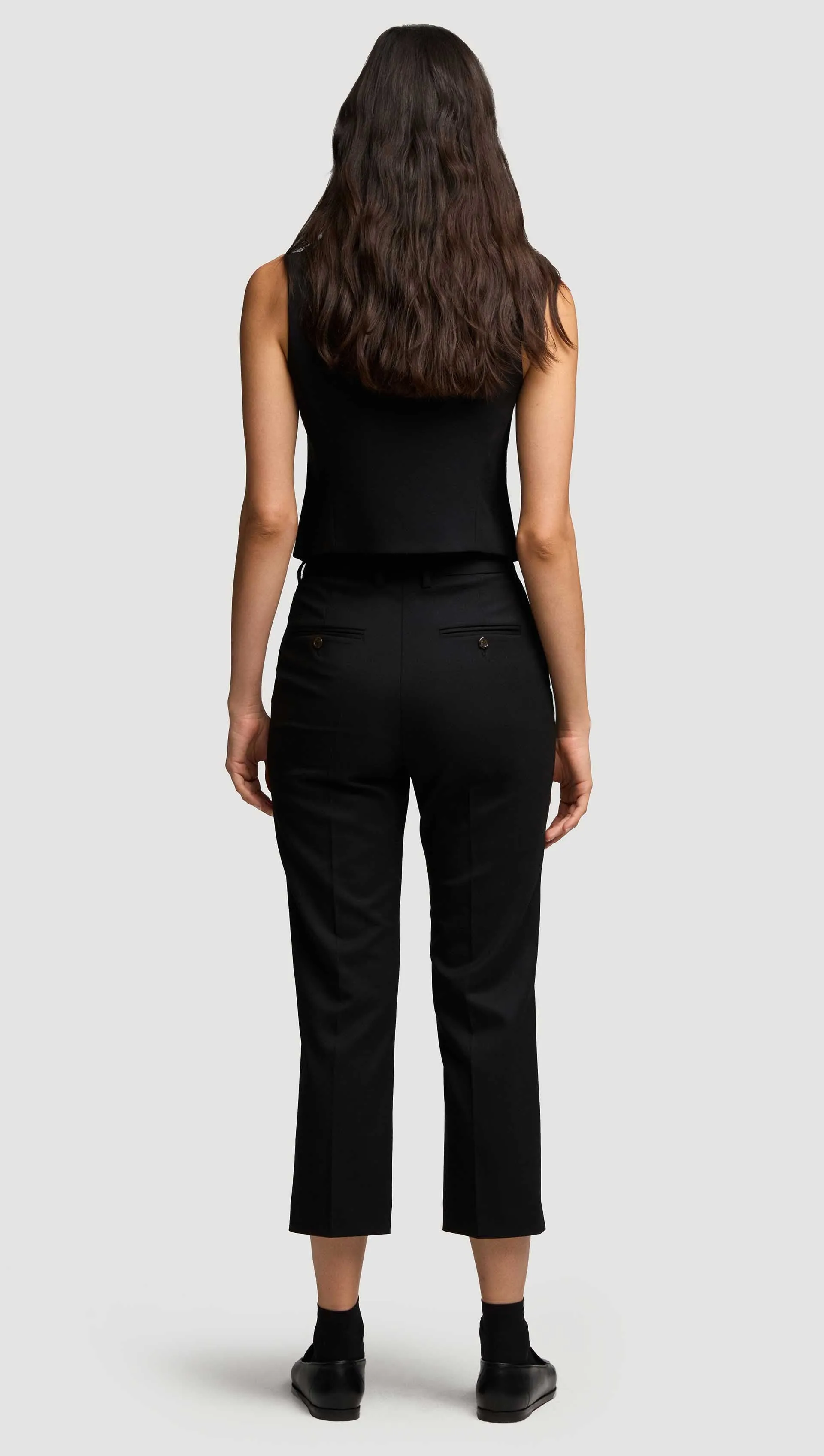 Cropped Straight Leg Trouser in Seasonless Wool | Black sold by Argent product image thumbnail 4