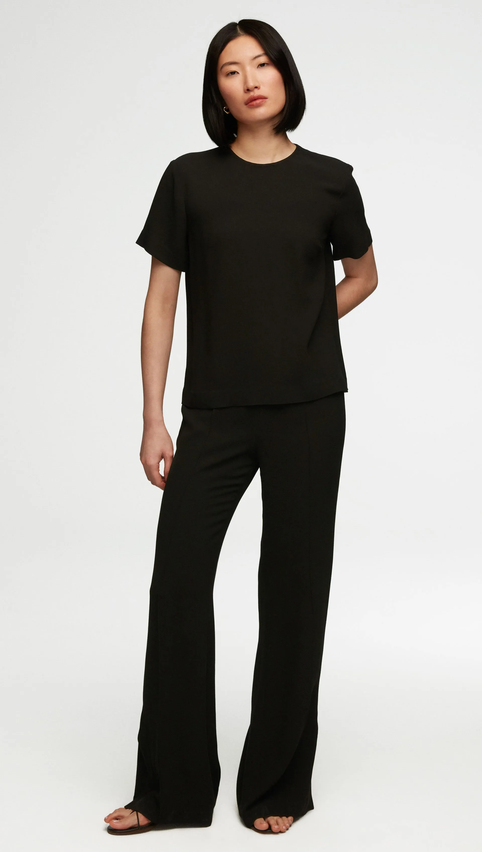 Woven Tee in Viscose Wool Crepe | Black sold by Argent product image thumbnail 2