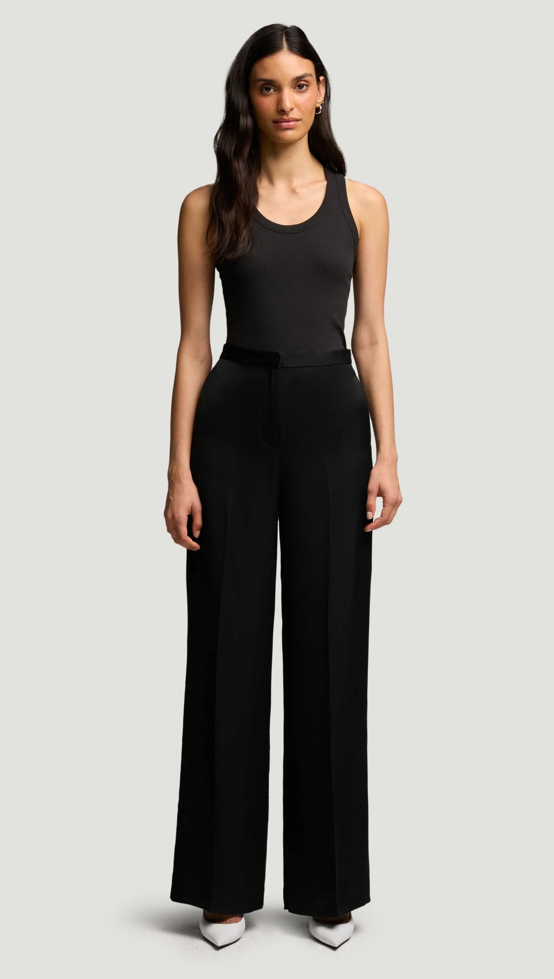 Jones Trouser in Viscose Satin Twill | Black sold by Argent