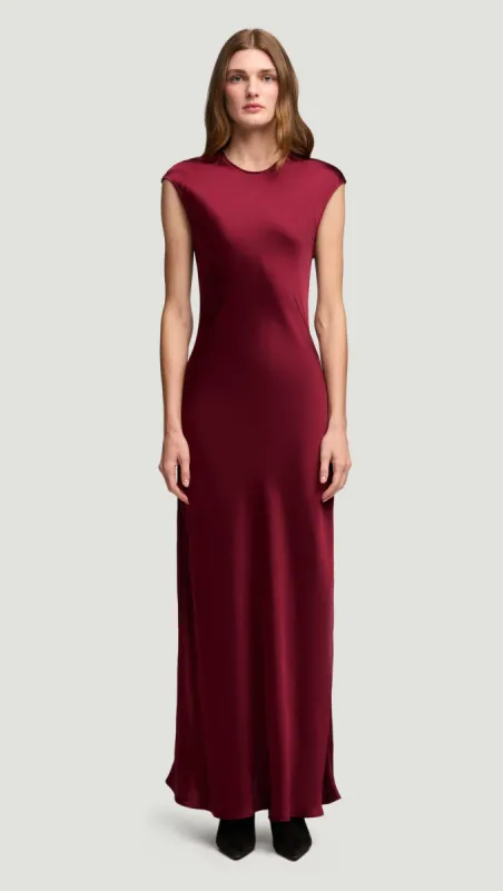Bias Dress in Viscose Satin | Burgundy sold by Argent