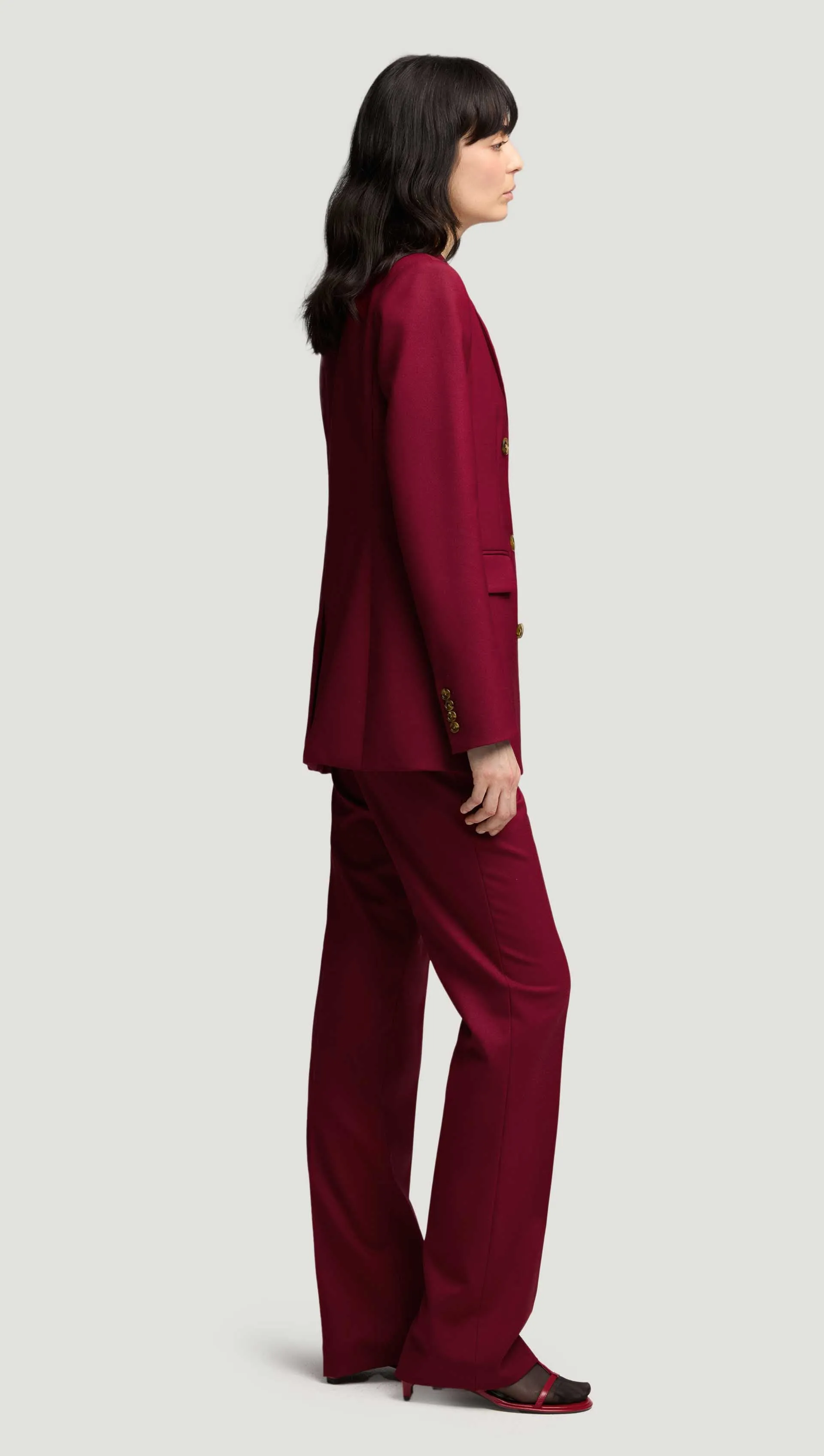Double-Breasted Blazer in Seasonless Wool | Burgundy sold by Argent product image thumbnail 4