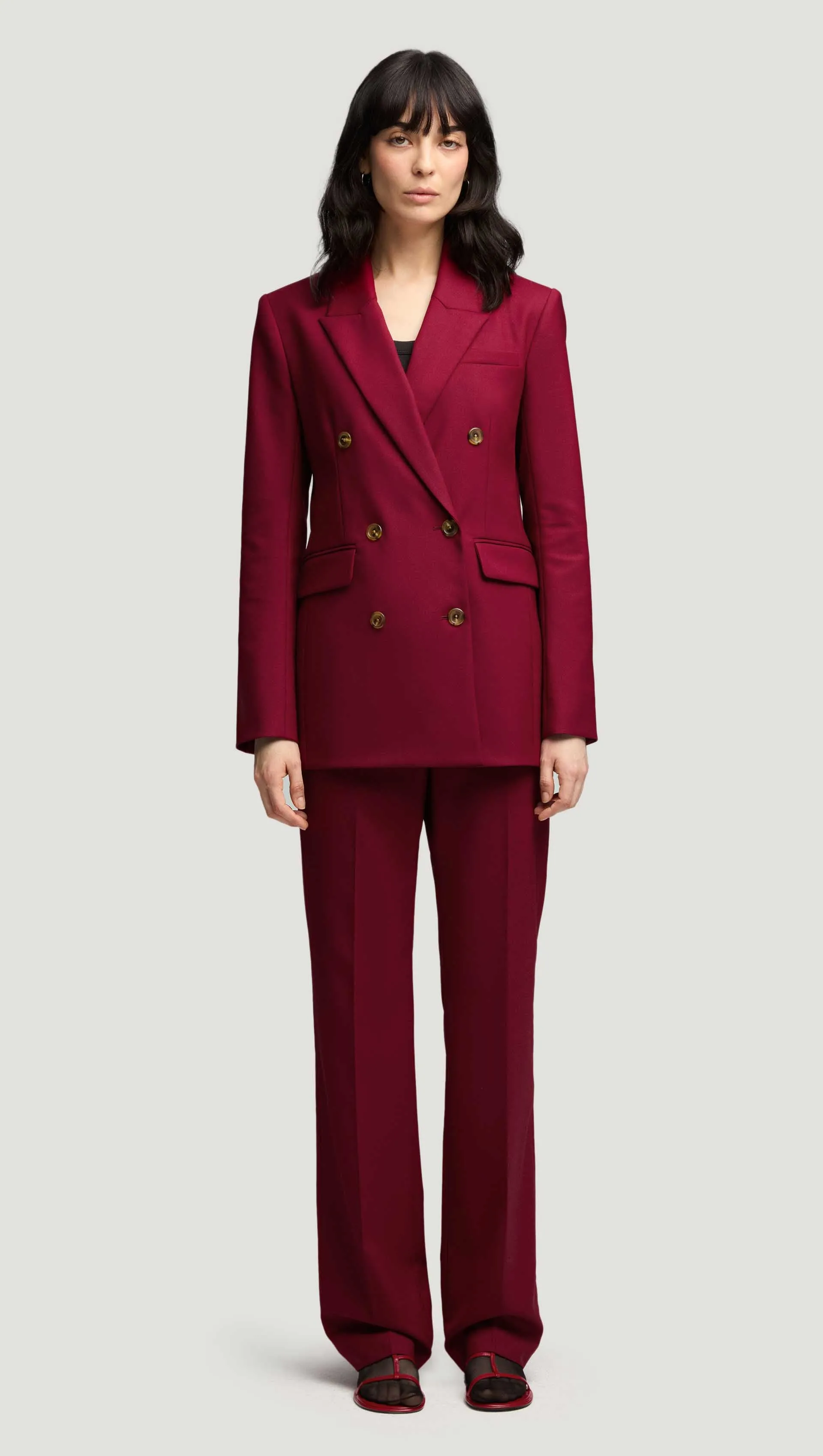 Double-Breasted Blazer in Seasonless Wool | Burgundy sold by Argent product image thumbnail 3