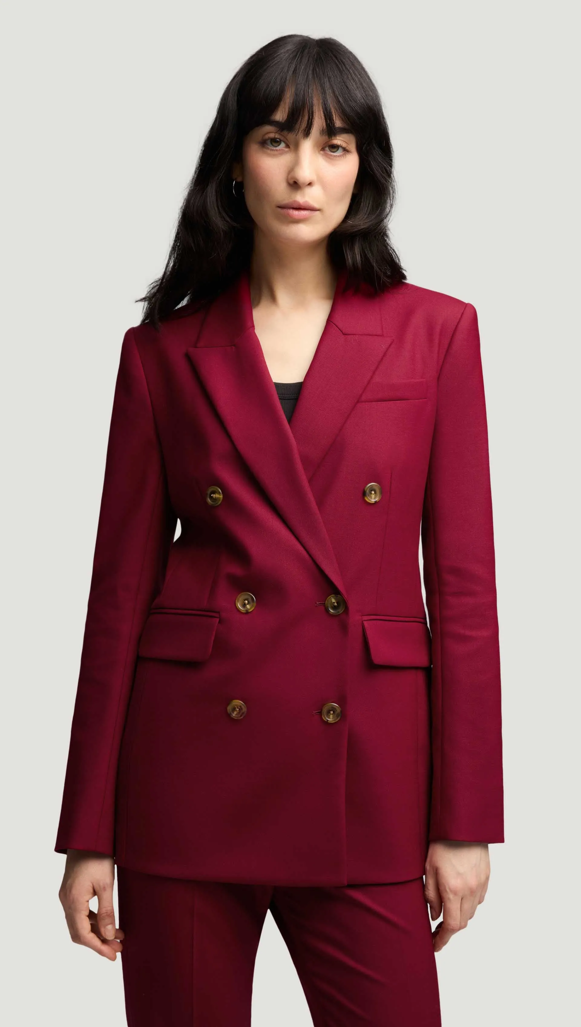 Double-Breasted Blazer in Seasonless Wool | Burgundy sold by Argent
