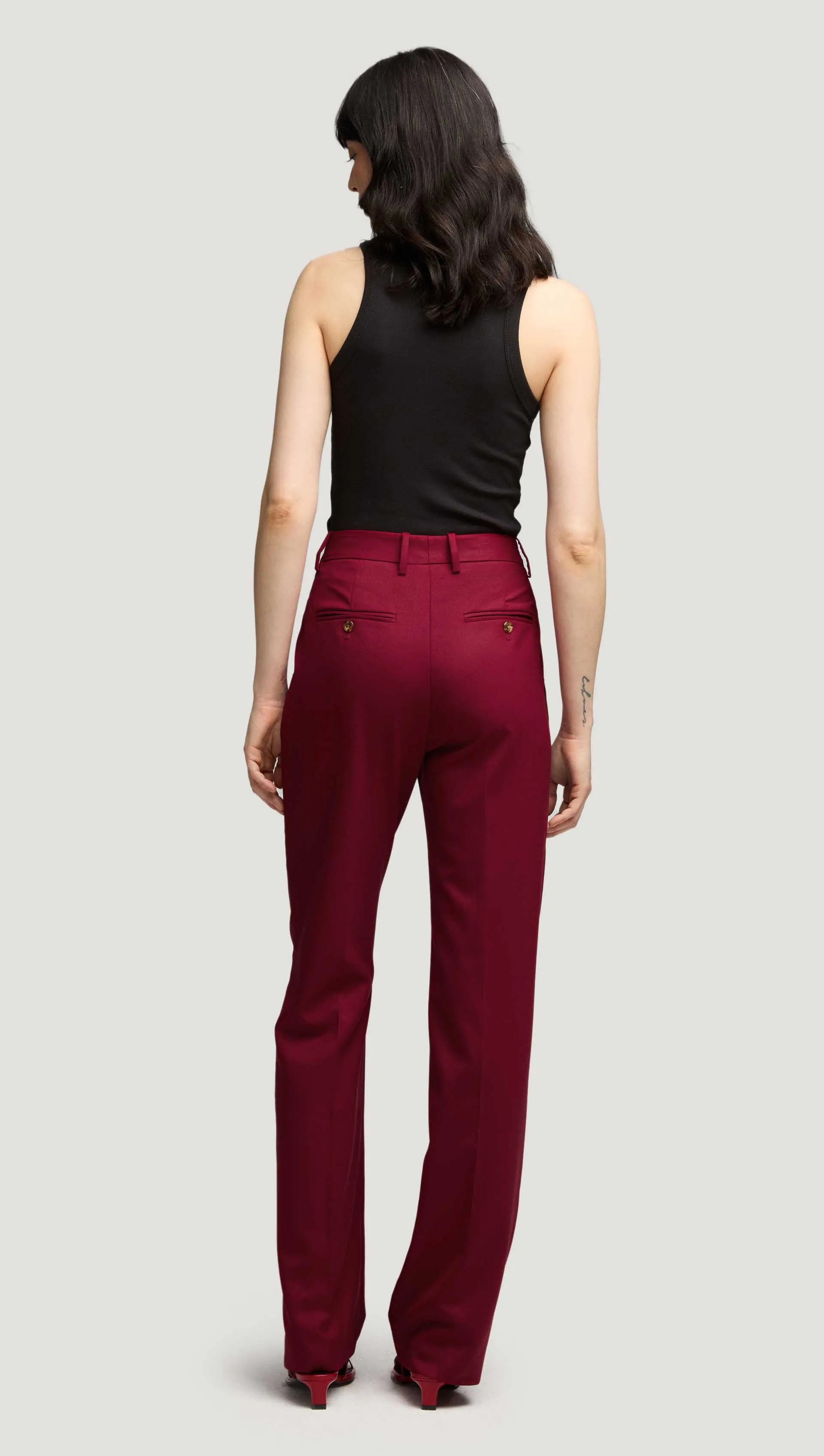 Straight Leg Trouser in Seasonless Wool | Burgundy sold by Argent product image thumbnail 5