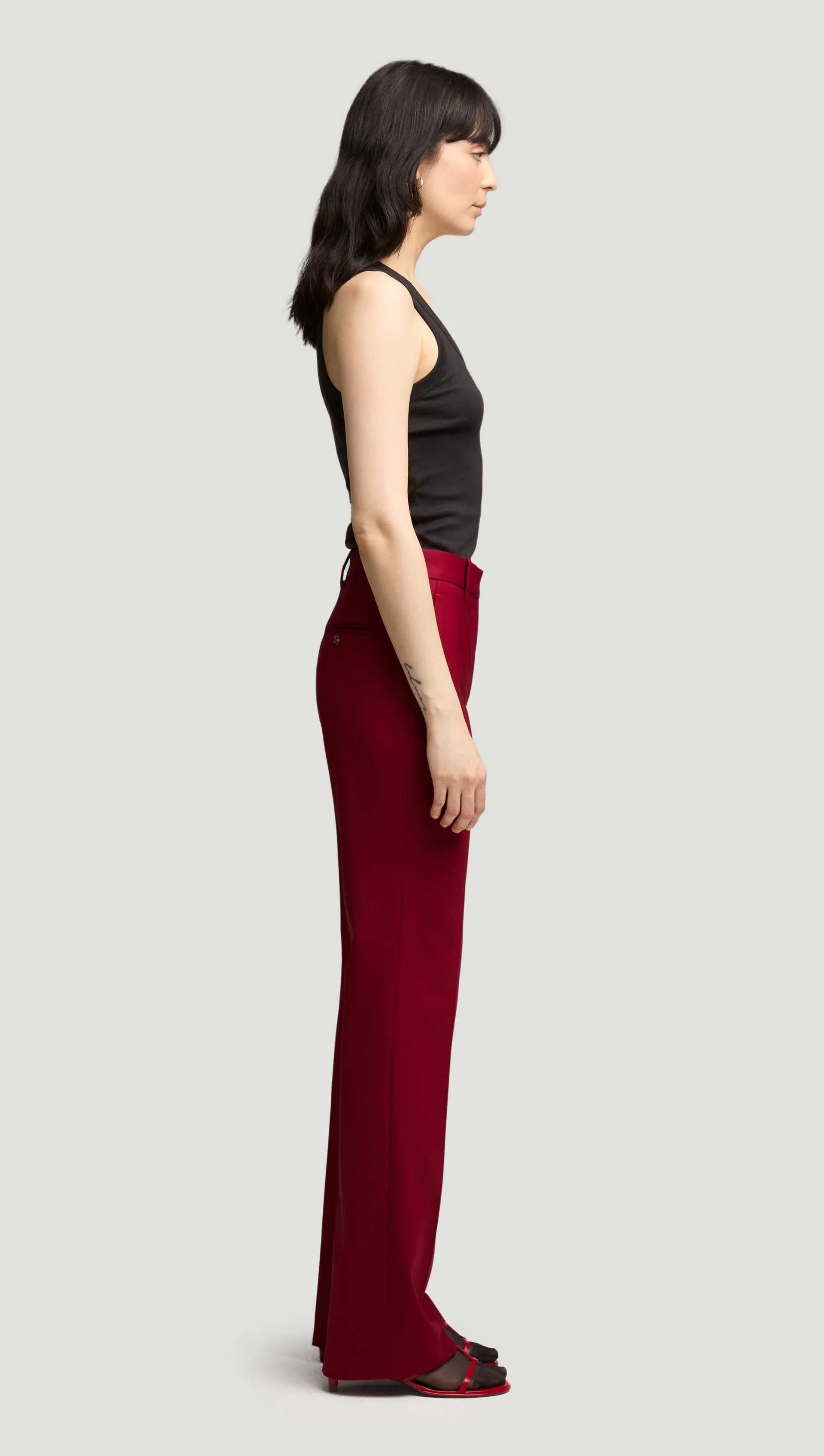 Straight Leg Trouser in Seasonless Wool | Burgundy sold by Argent product image thumbnail 3