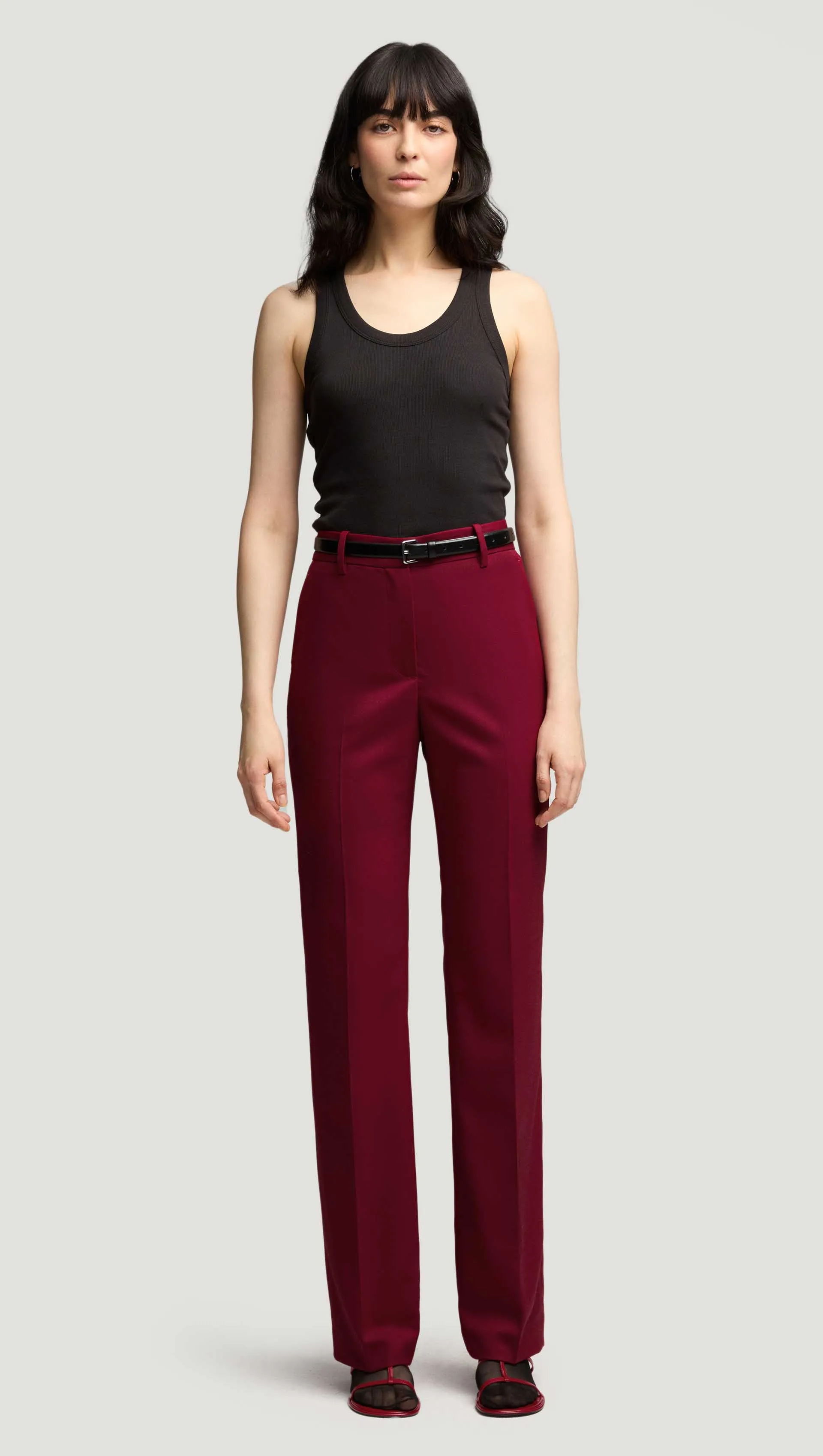 Straight Leg Trouser in Seasonless Wool | Burgundy sold by Argent product image thumbnail 2