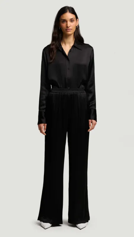 Pull-Up Pant in Viscose Satin | Black sold by Argent