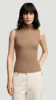 Sleeveless Turtleneck in Stretch Wool | Camel sold by Argent