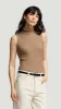 Sleeveless Turtleneck in Stretch Wool | Camel sold by Argent