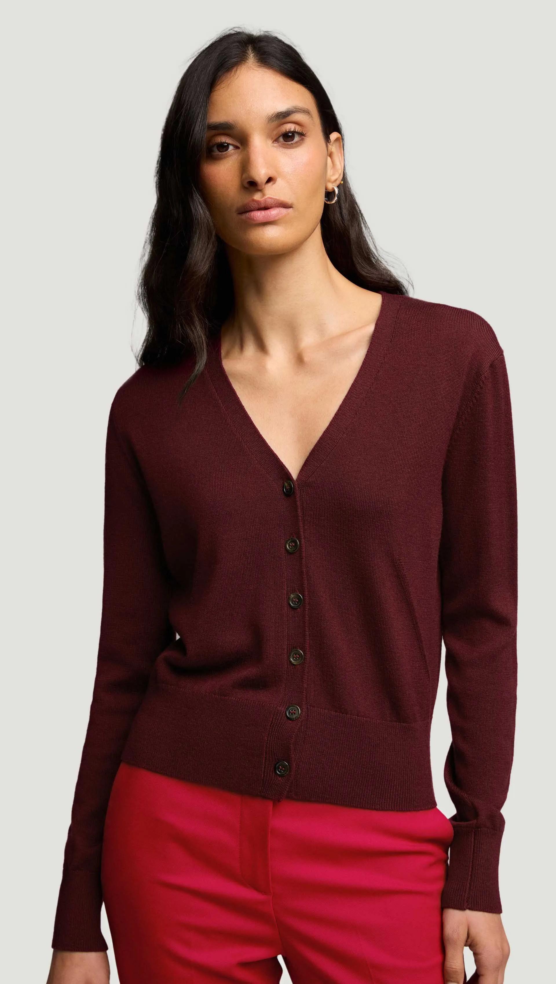 Everyday Knit Crew Cardigan in Merino Wool | Burgundy sold by Argent product image thumbnail 5