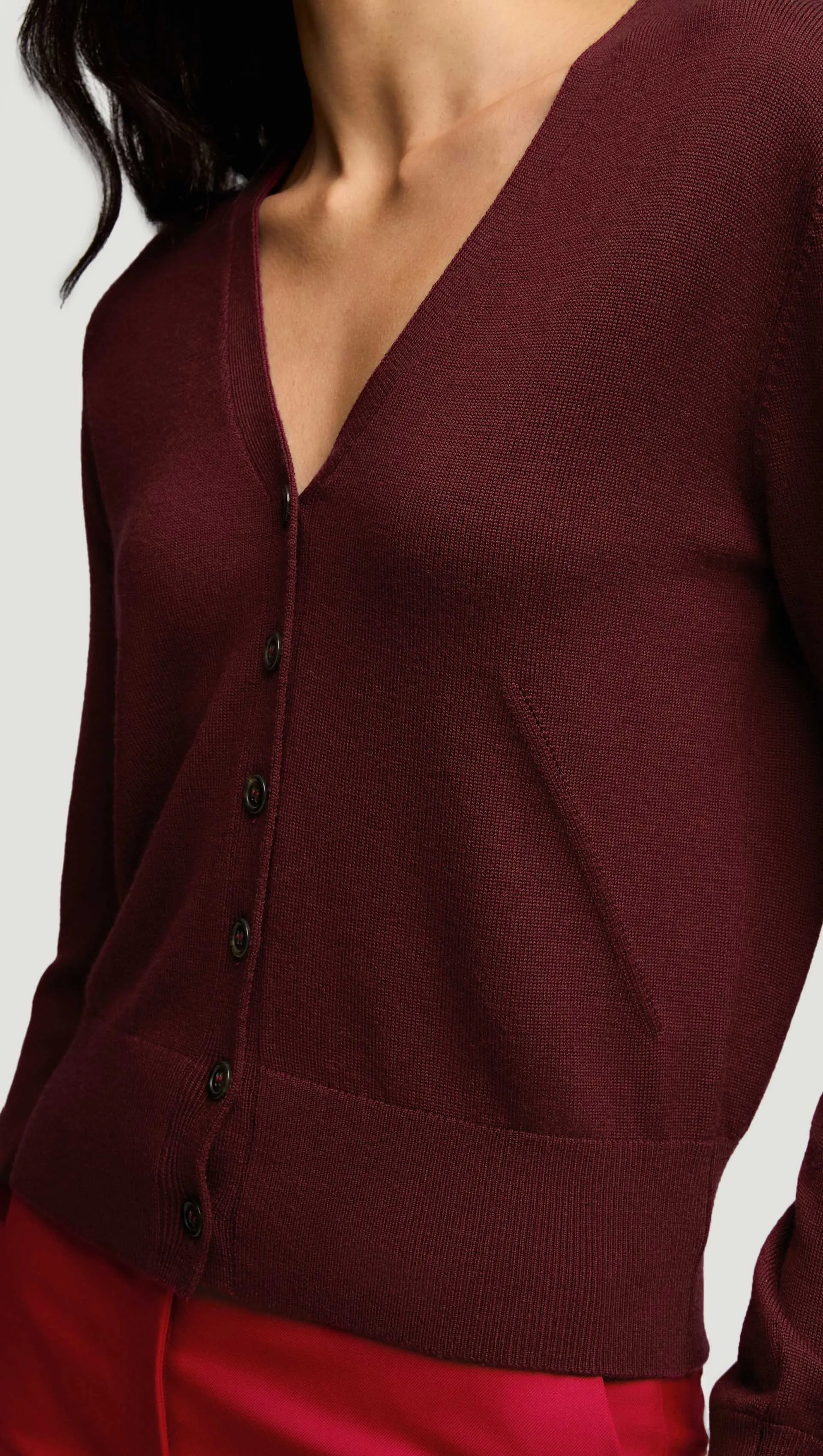 Everyday Knit Crew Cardigan in Merino Wool | Burgundy sold by Argent product image thumbnail 2