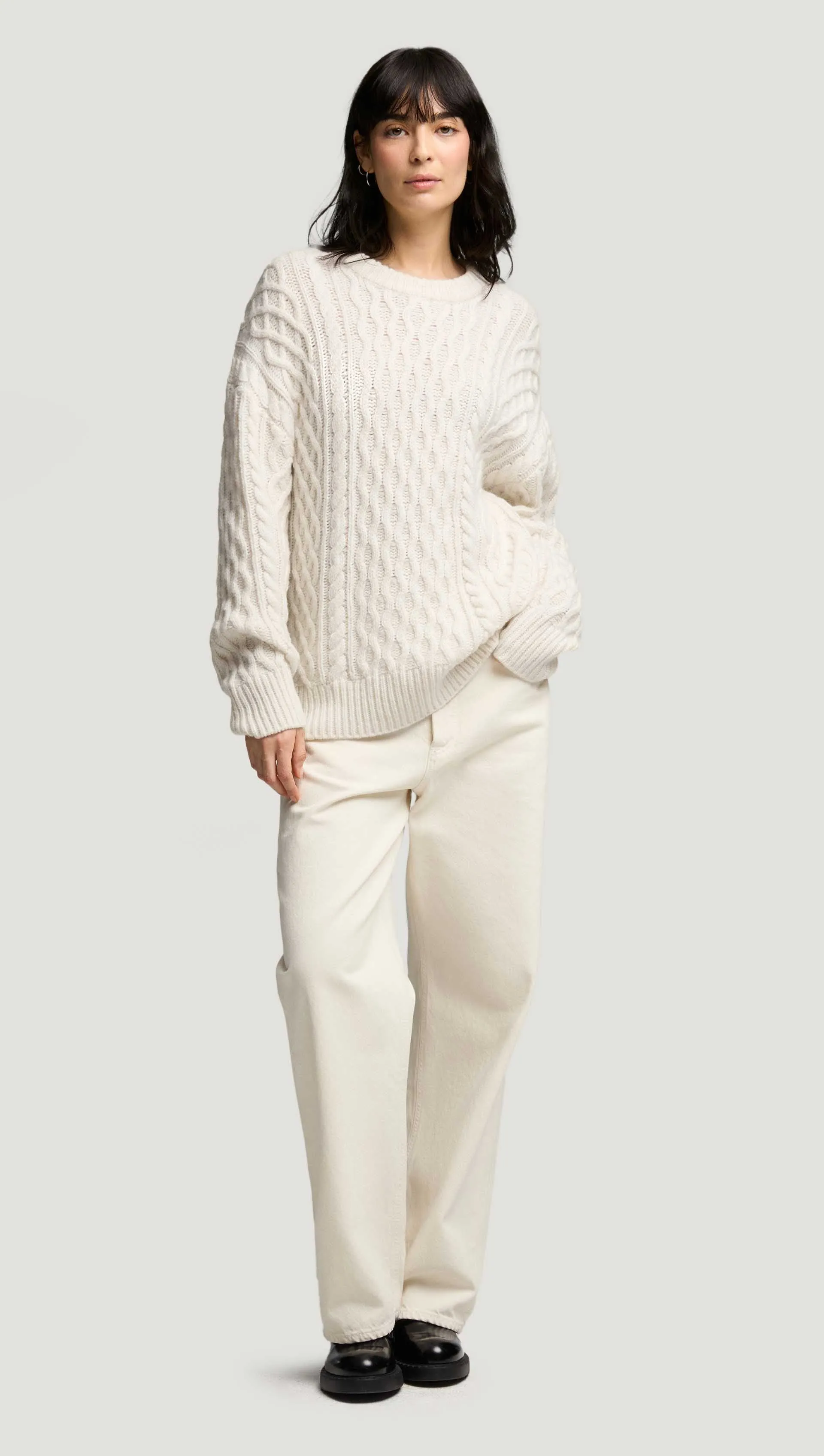Oversized Cable Sweater in Wool Nylon | Cream sold by Argent product image thumbnail 3