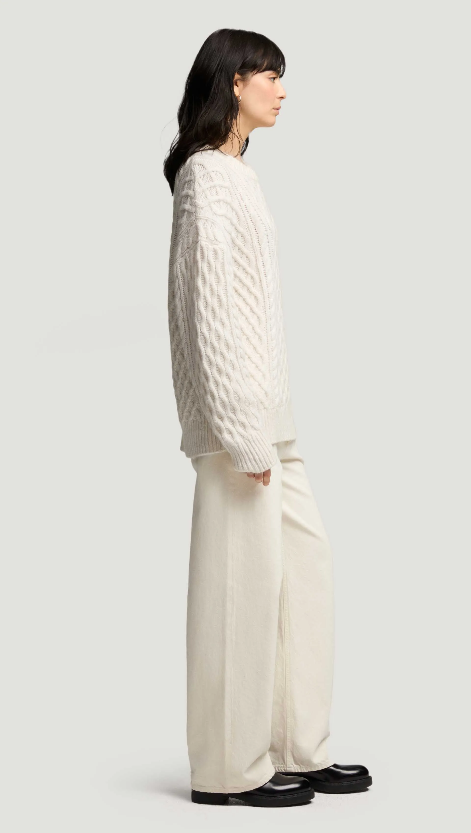 Oversized Cable Sweater in Wool Nylon | Cream sold by Argent product image thumbnail 4