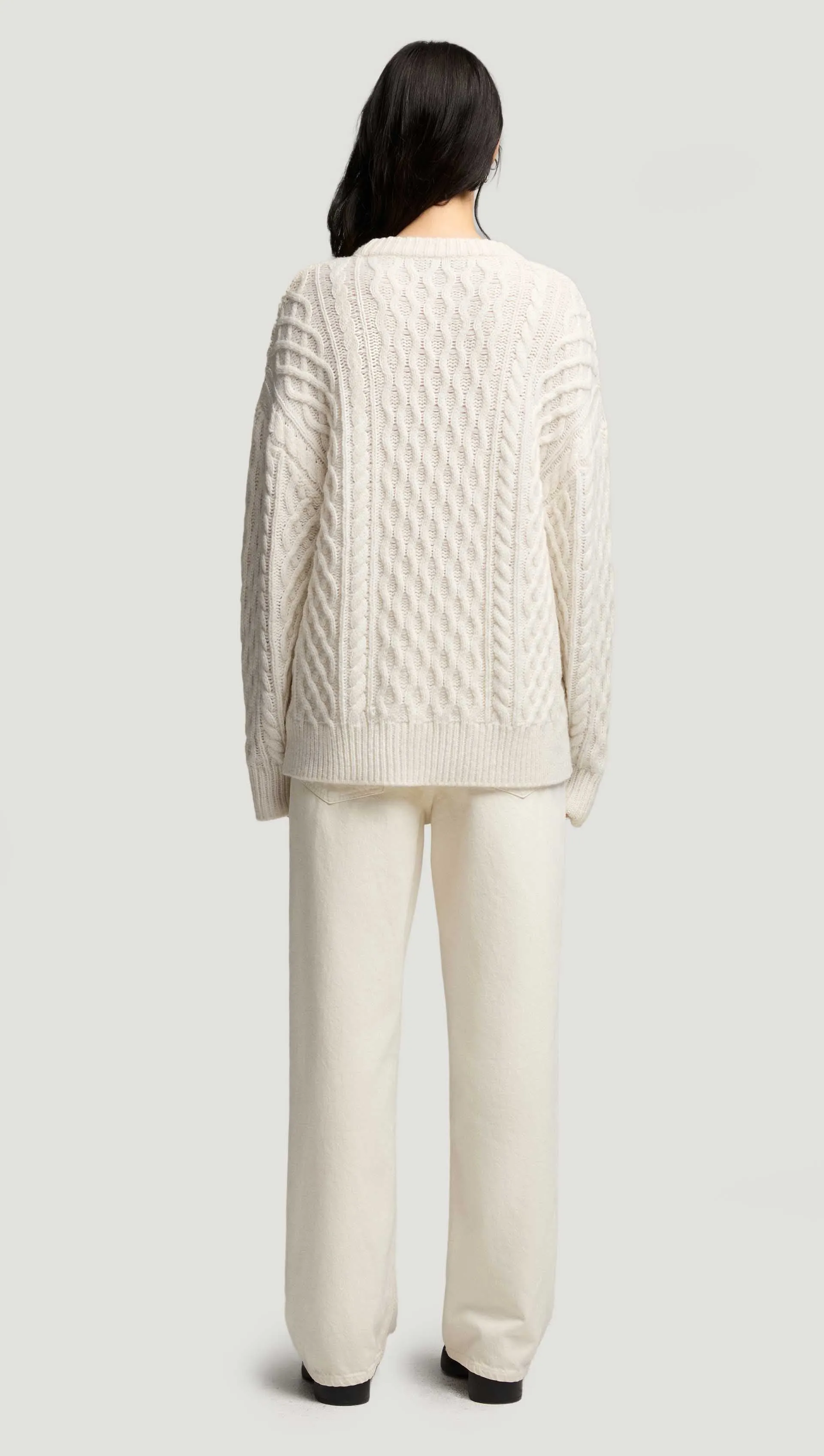 Oversized Cable Sweater in Wool Nylon | Cream sold by Argent product image thumbnail 5