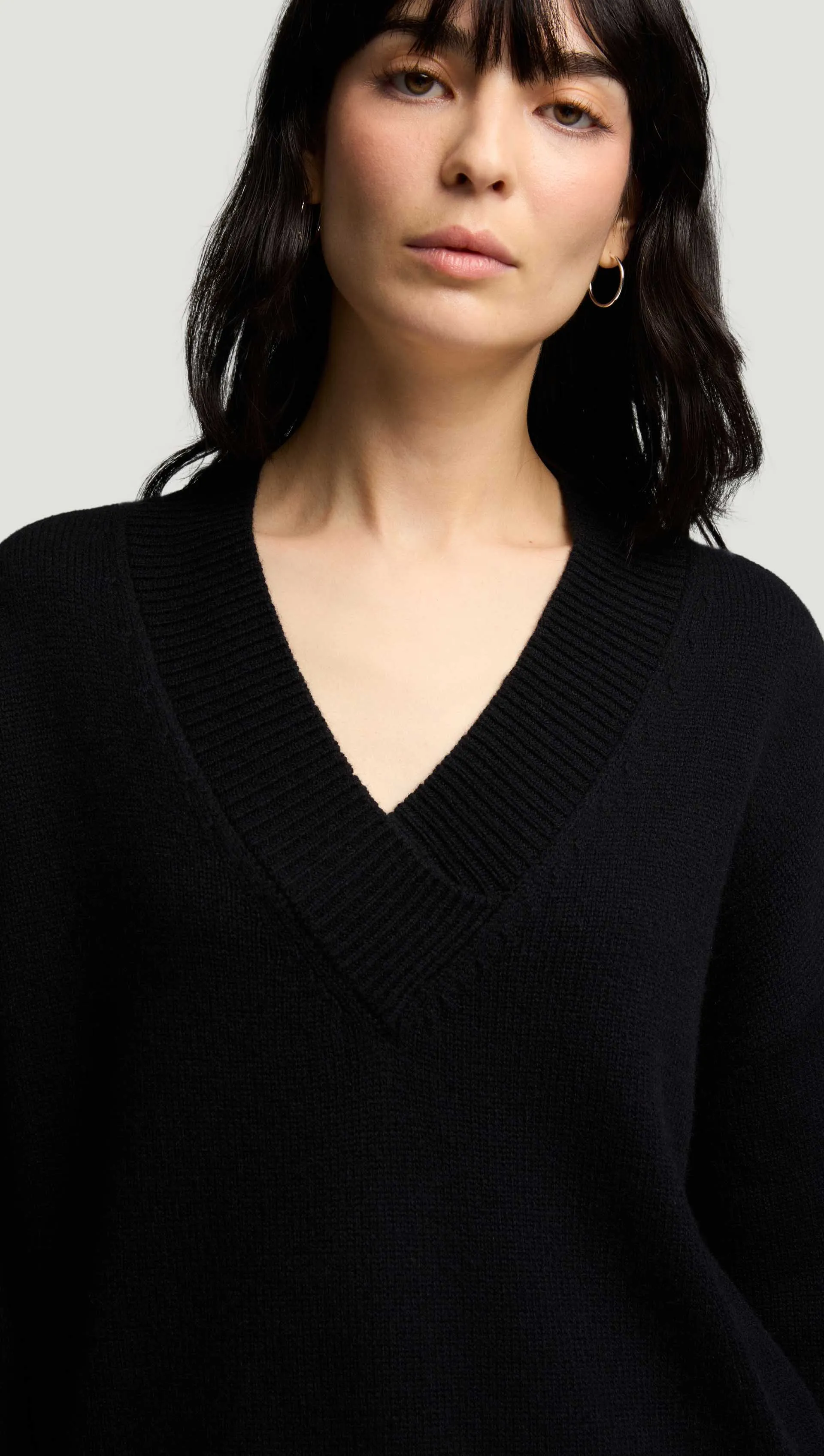 Oversized V-Neck Sweater in Merino Wool | Black sold by Argent product image thumbnail 2