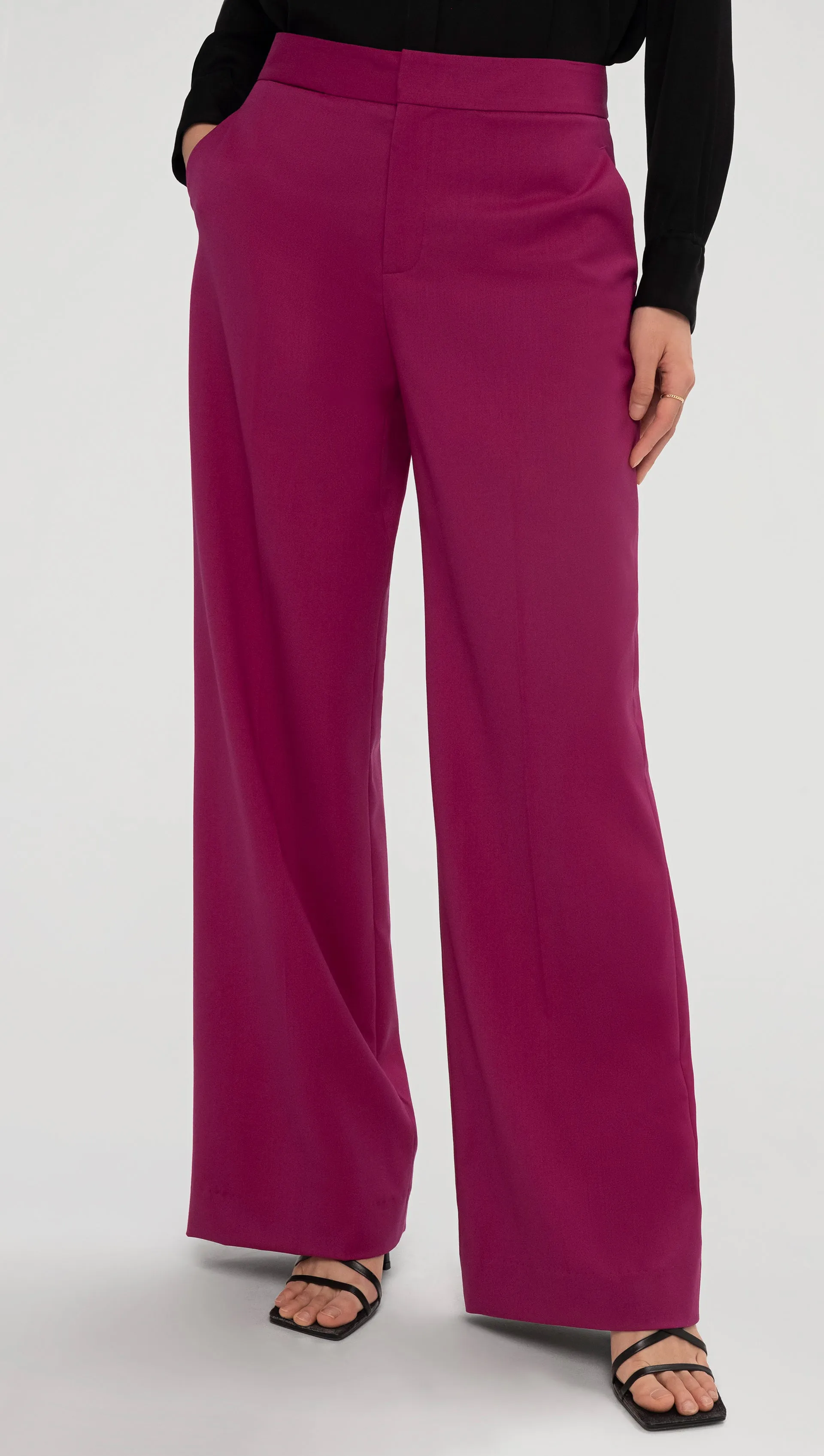 Wide Leg Trouser in Seasonless Wool | Magenta sold by Argent product image thumbnail 3