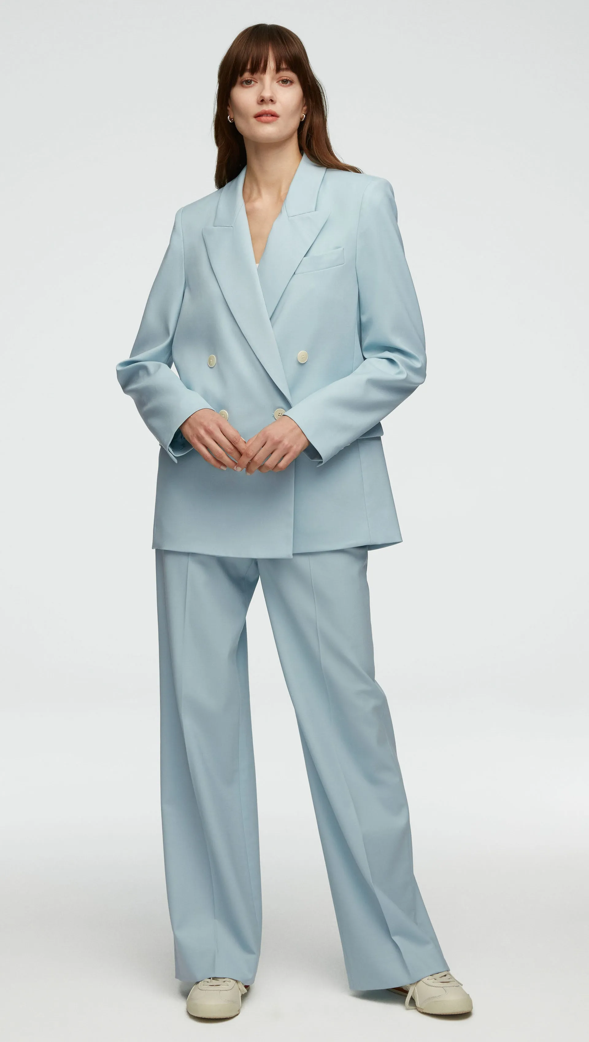 Peak Lapel Blazer in Seasonless Wool | Seafoam Blue sold by Argent product image thumbnail 2