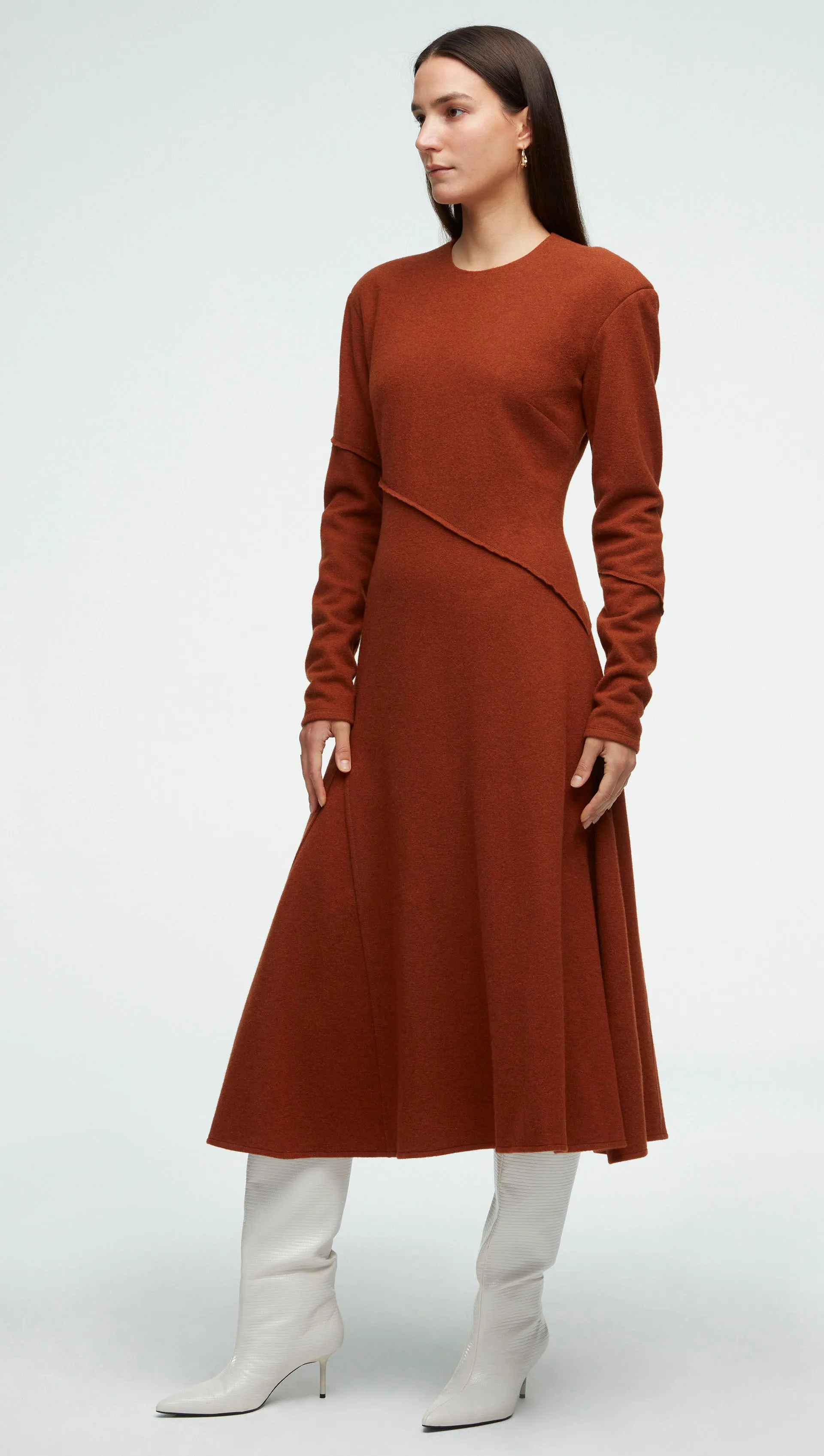 Patchwork Dress in Wool Jersey | Terracotta sold by Argent product image thumbnail 3