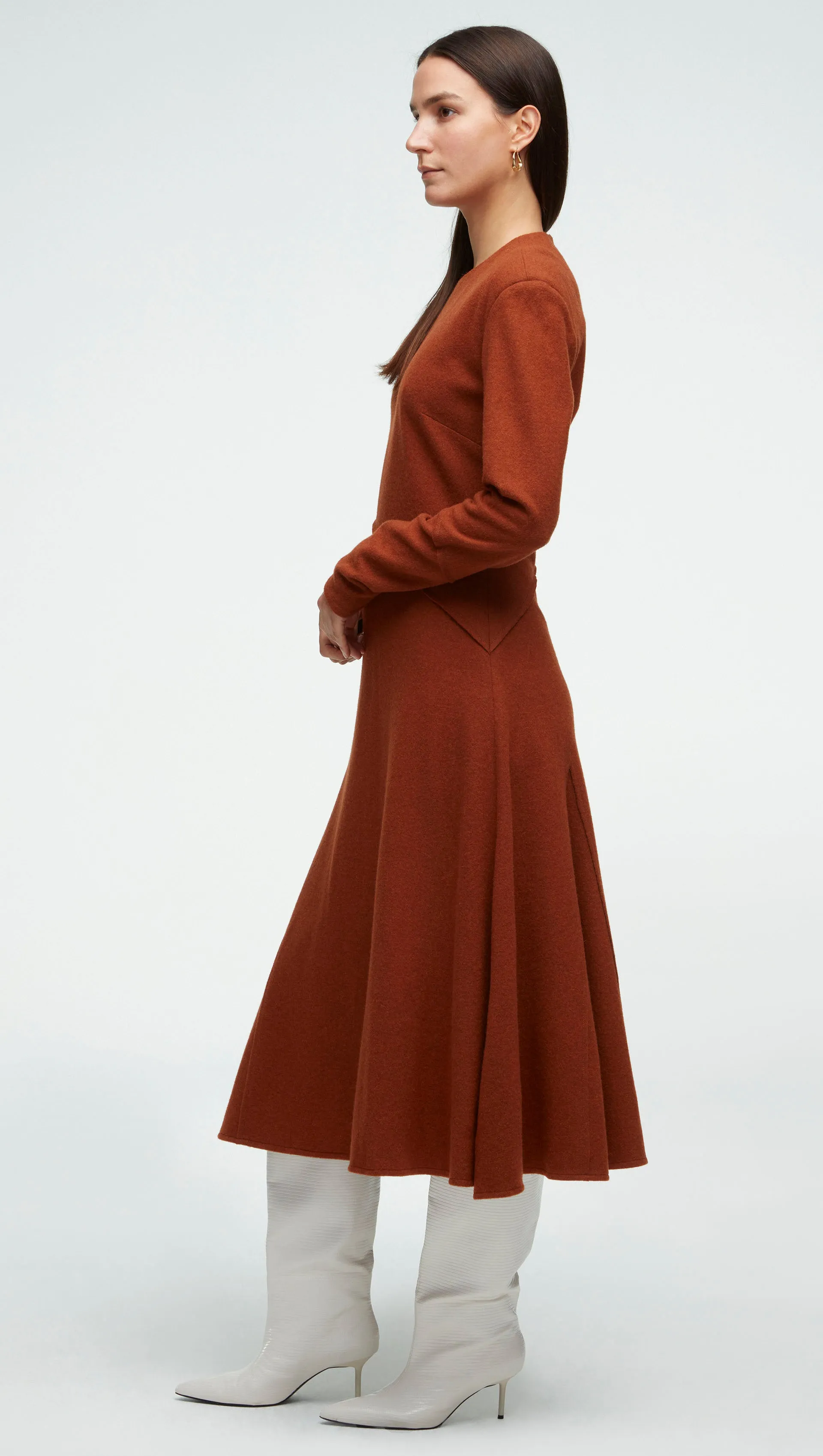 Patchwork Dress in Wool Jersey | Terracotta sold by Argent product image thumbnail 4