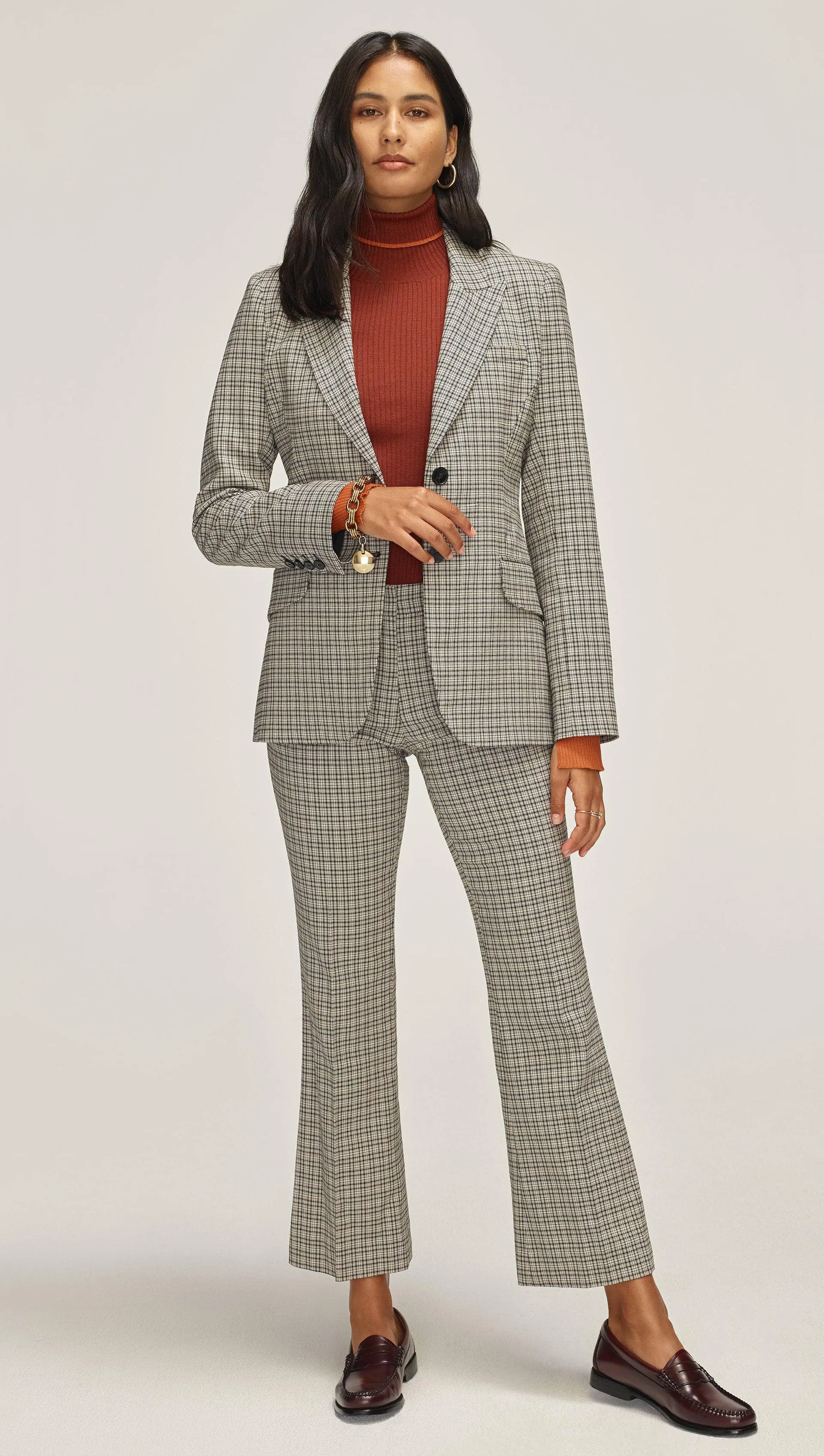 Tailored Blazer in Stretch Plaid | Black/Ivory Plaid sold by Argent product image thumbnail 5