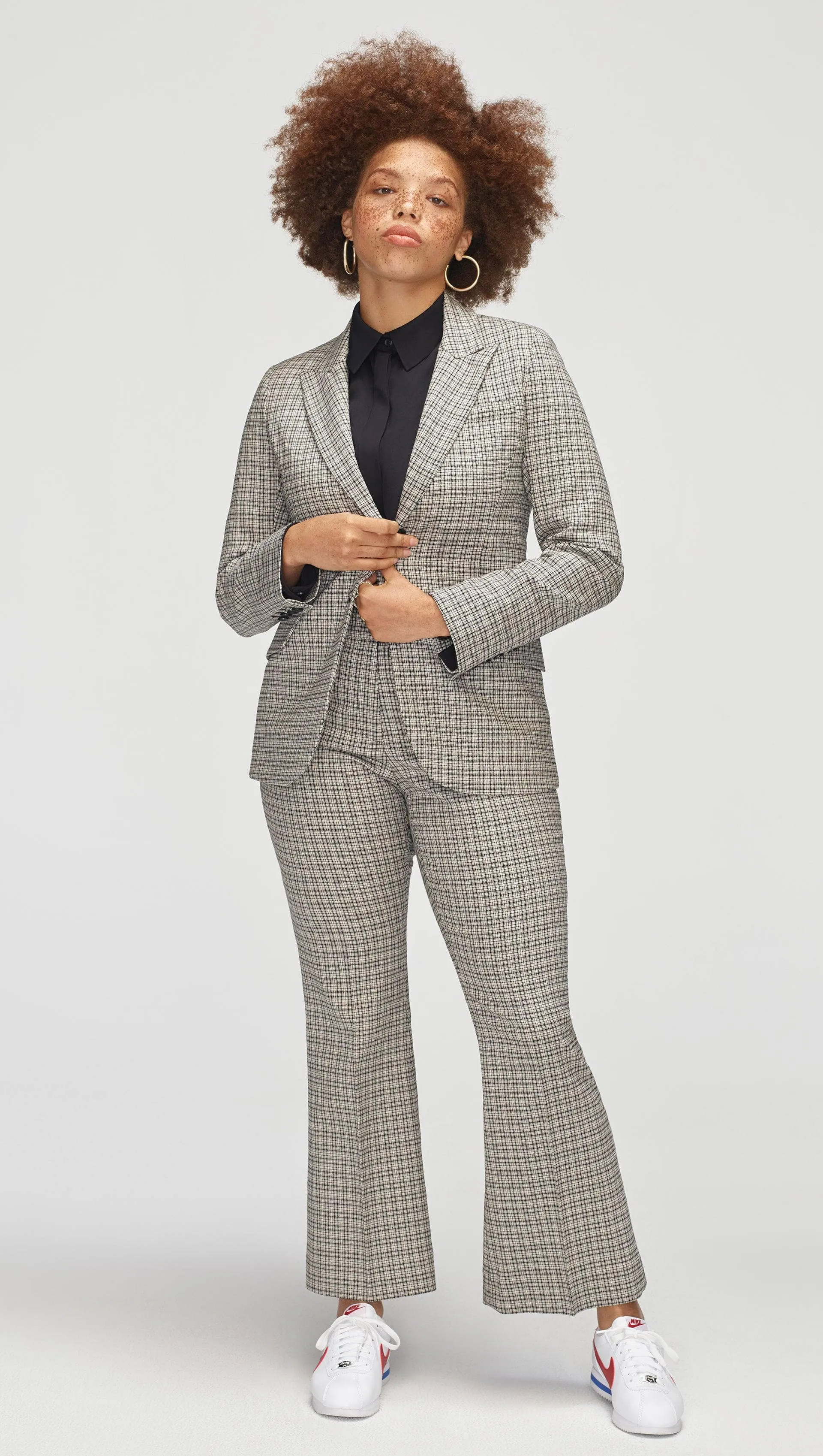 Tailored Blazer in Stretch Plaid | Black/Ivory Plaid sold by Argent product image thumbnail 3