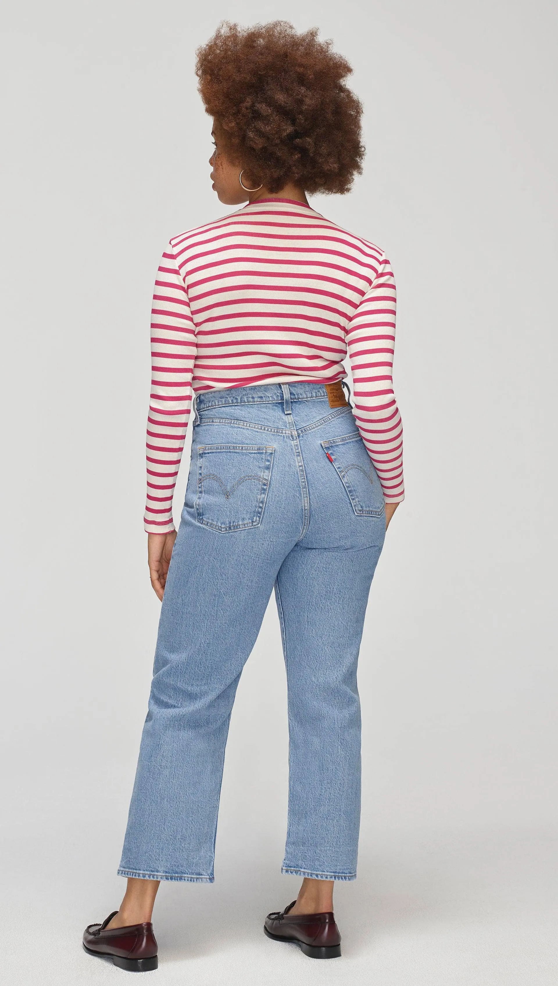 Striped Longsleeve Tee in Ribbed Cotton | Magenta/Ivory sold by Argent product image thumbnail 4