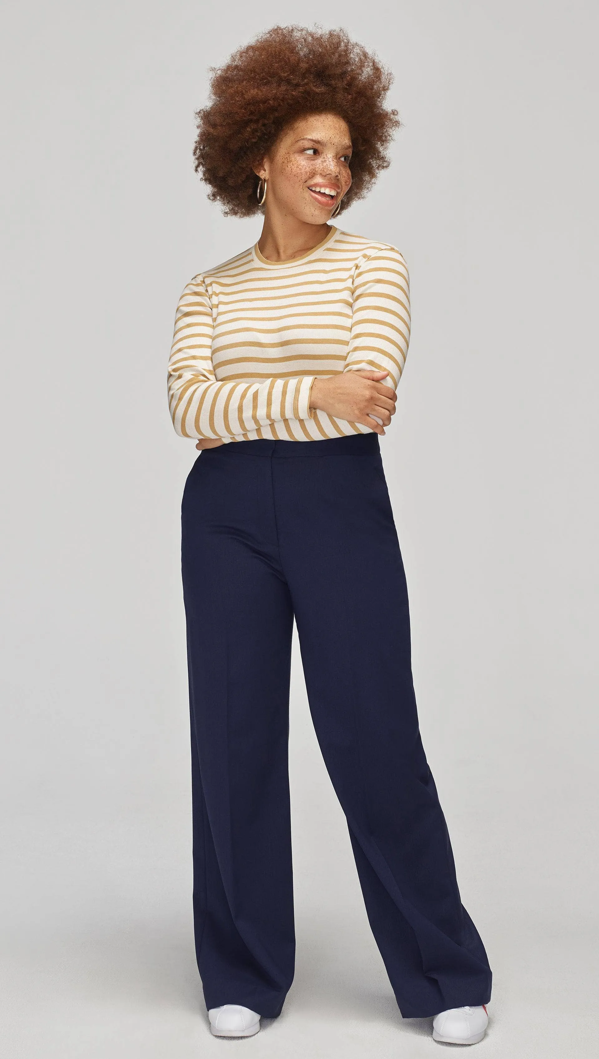 Striped Longsleeve Tee in Ribbed Cotton | Beige/Ivory sold by Argent product image thumbnail 5