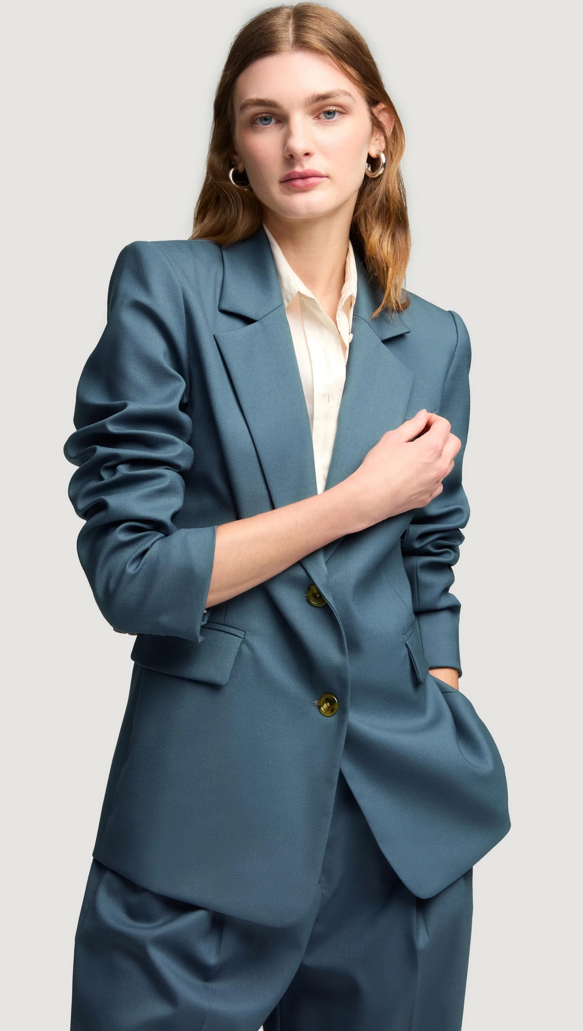 Two-Button Blazer in Seasonless Wool | Stone Blue sold by Argent product image thumbnail 2