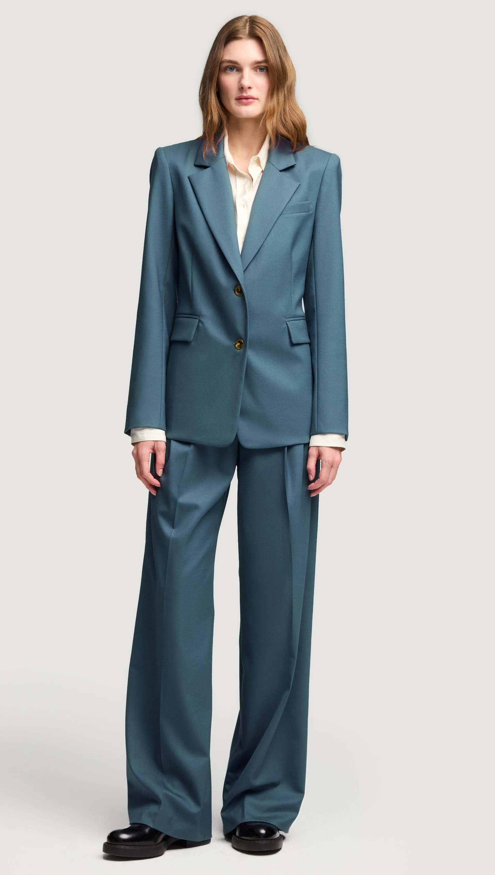 Two-Button Blazer in Seasonless Wool | Stone Blue sold by Argent product image thumbnail 3