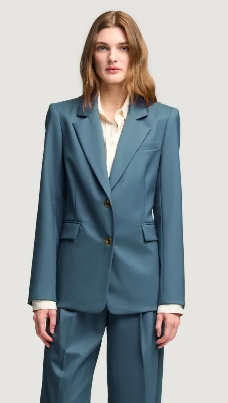Two-Button Blazer in Seasonless Wool | Stone Blue sold by Argent