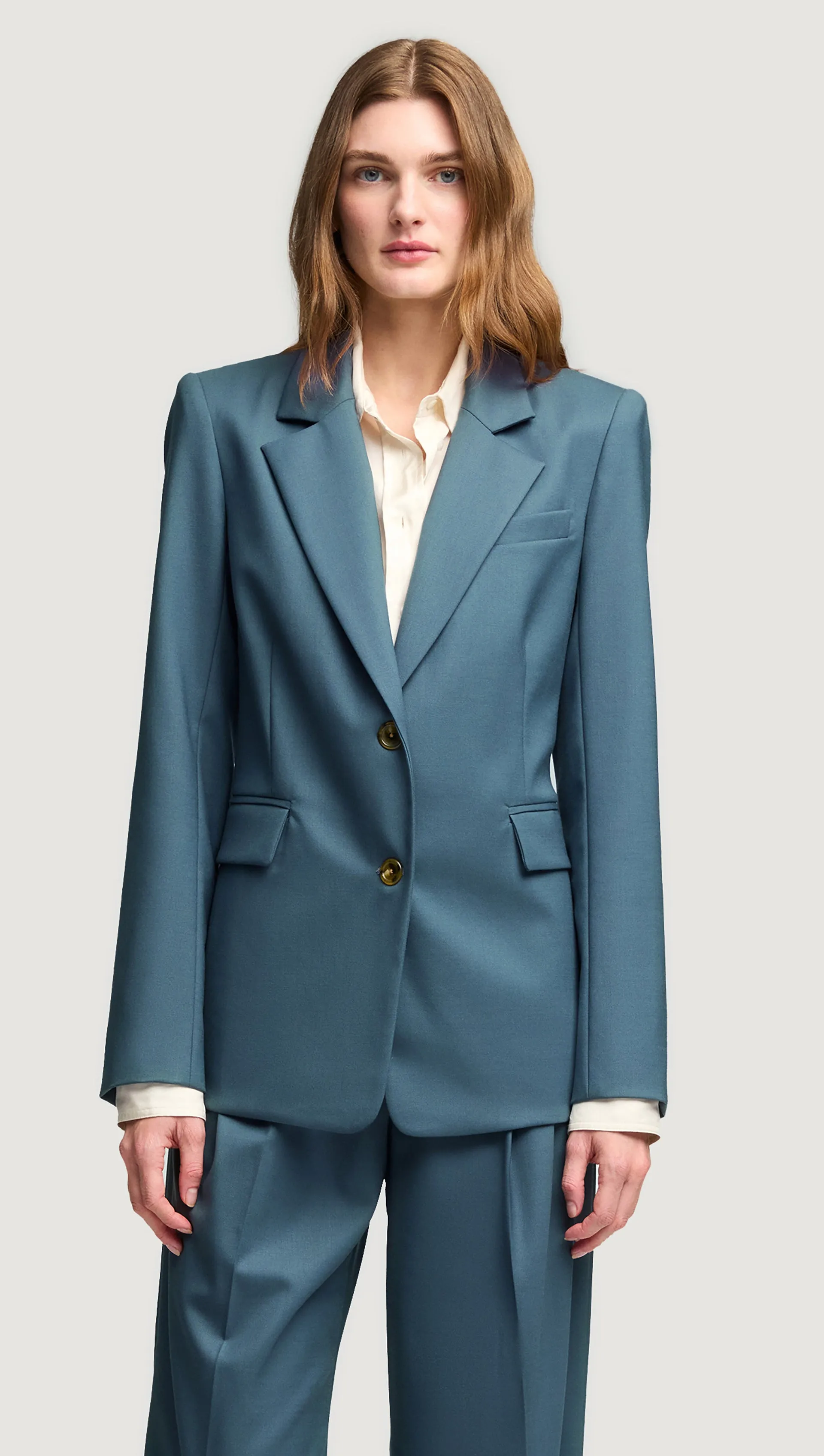 Two-Button Blazer in Seasonless Wool | Stone Blue sold by Argent