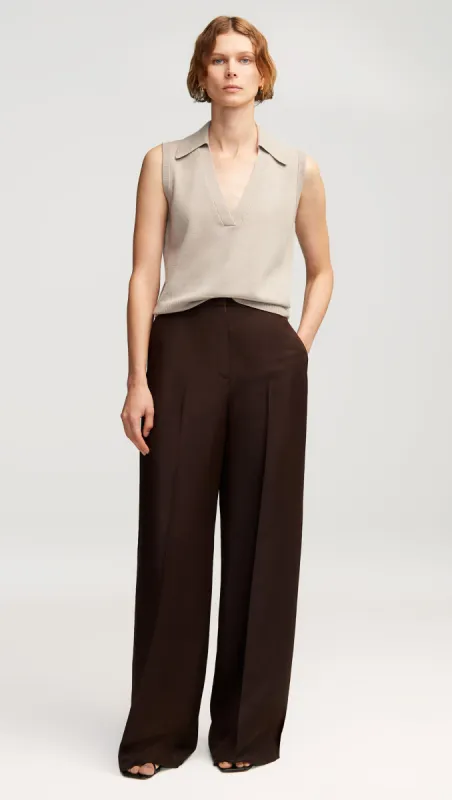 Jones Trouser in Structured Viscose Twill | Chocolate sold by Argent