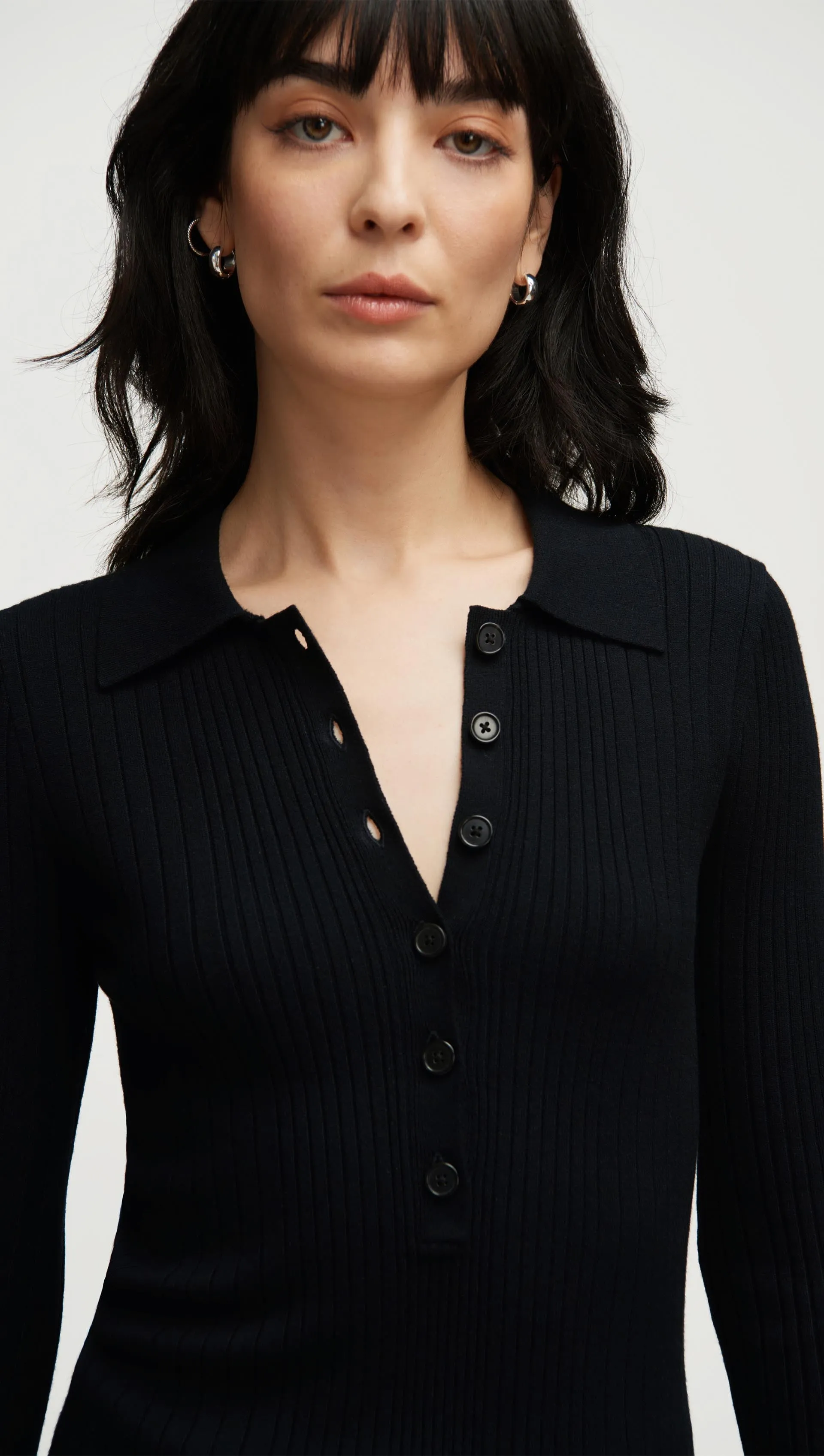 Ribbed Collar Sweater in Viscose Polyester | Black sold by Argent product image thumbnail 2