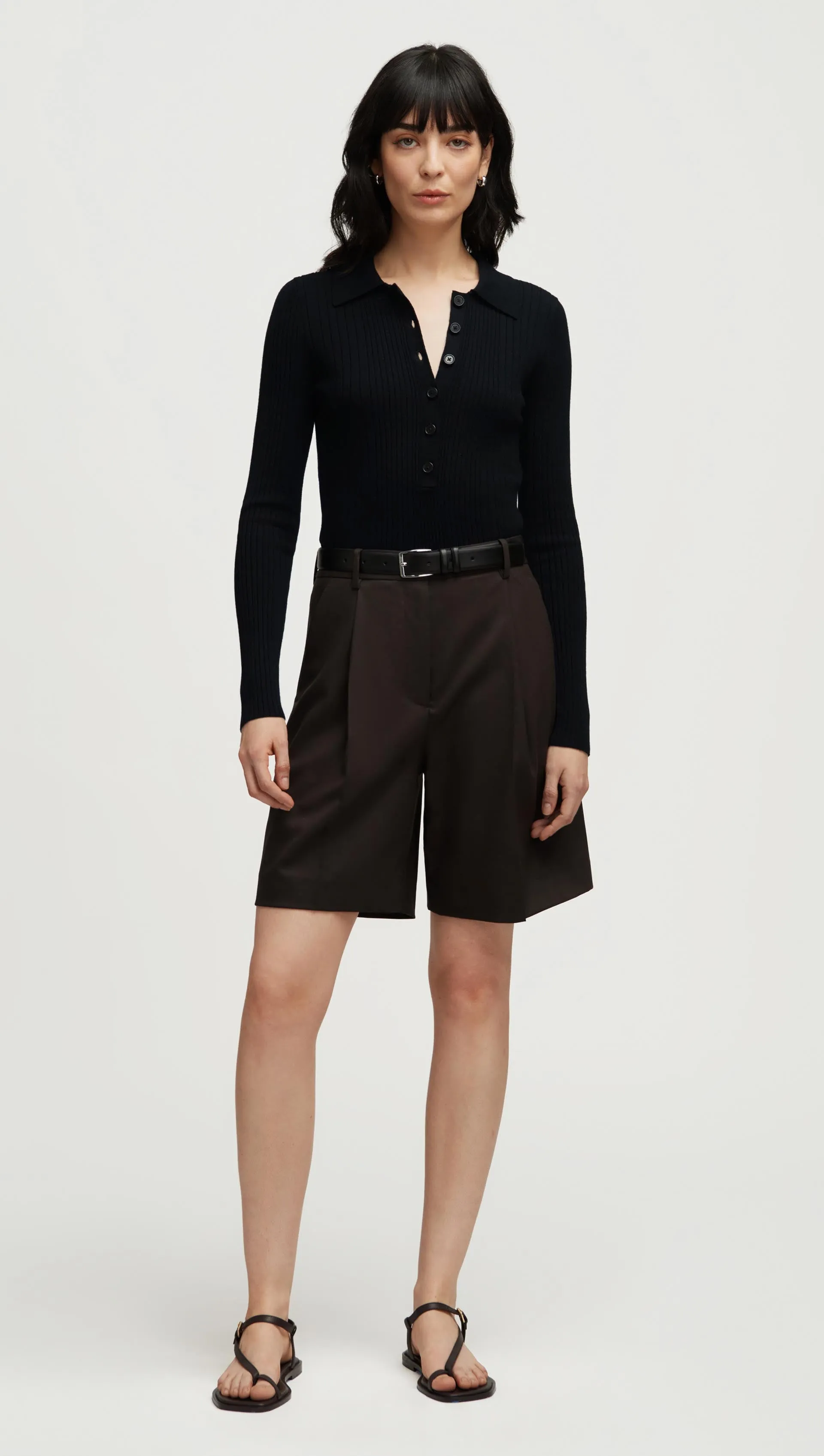 Ribbed Collar Sweater in Viscose Polyester | Black sold by Argent product image thumbnail 3