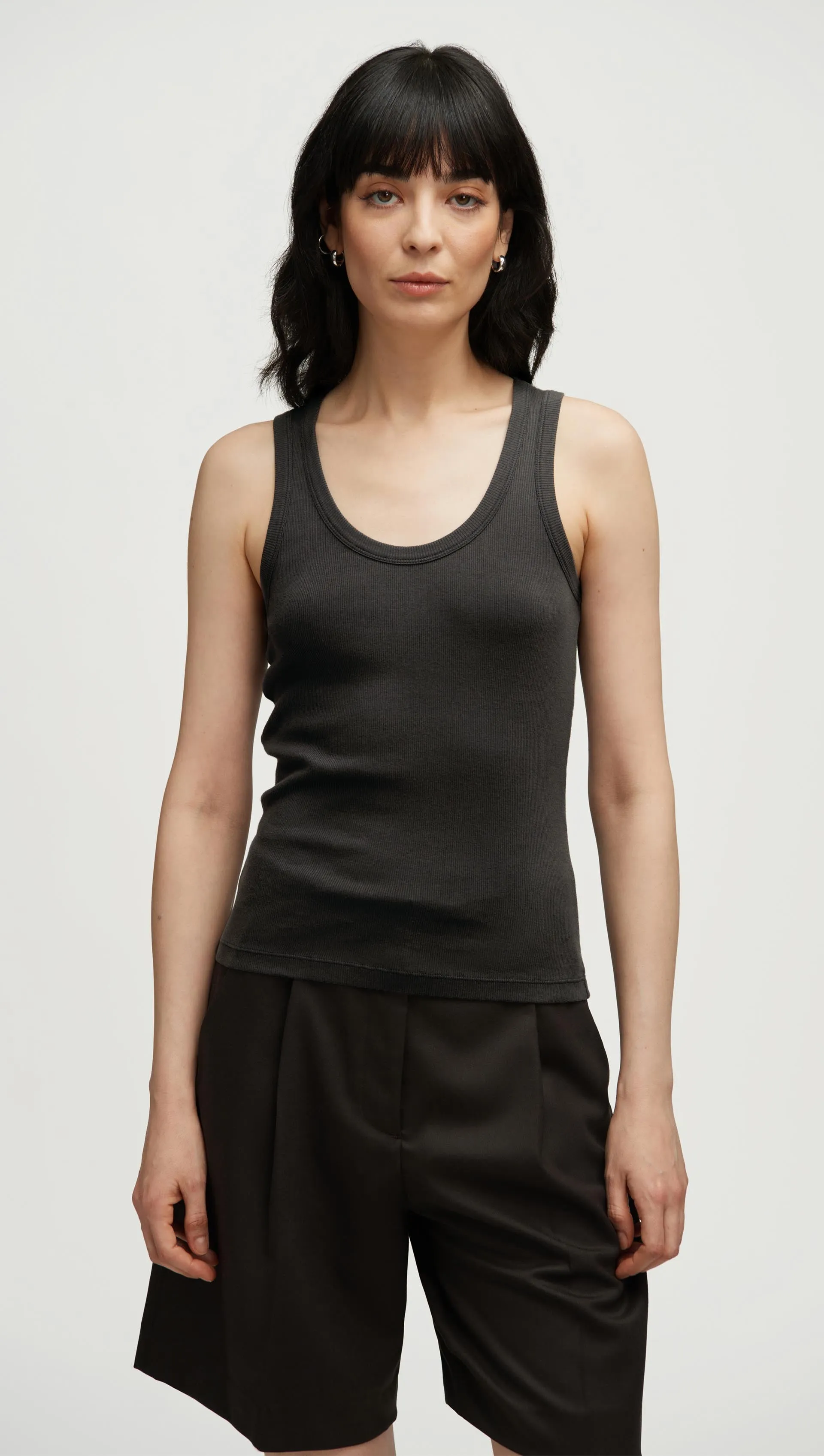 Ribbed Tank in Cotton Elastane | Smoke sold by Argent