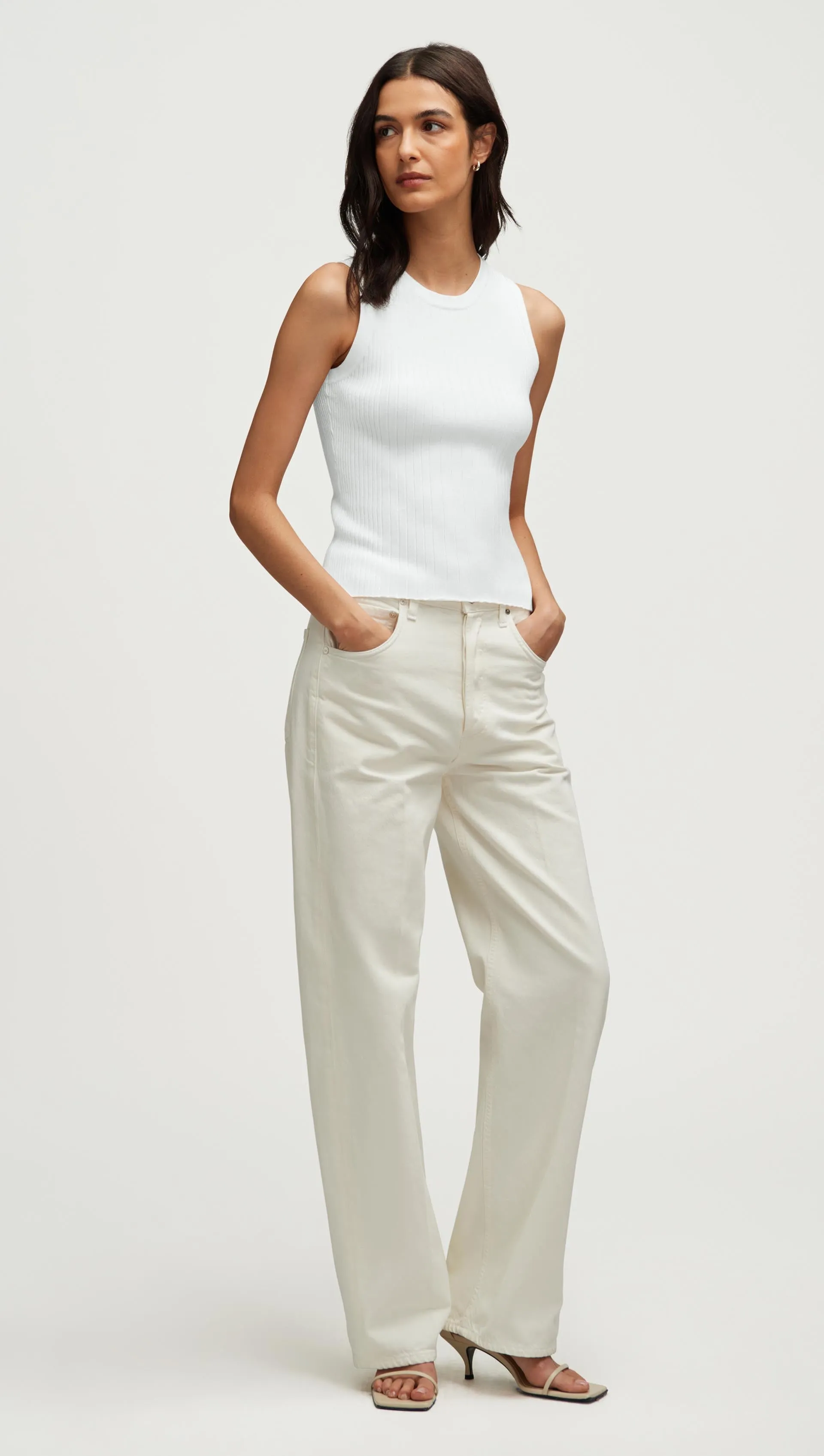 Ribbed Knit Tank in Viscose Polyester | White sold by Argent product image thumbnail 4