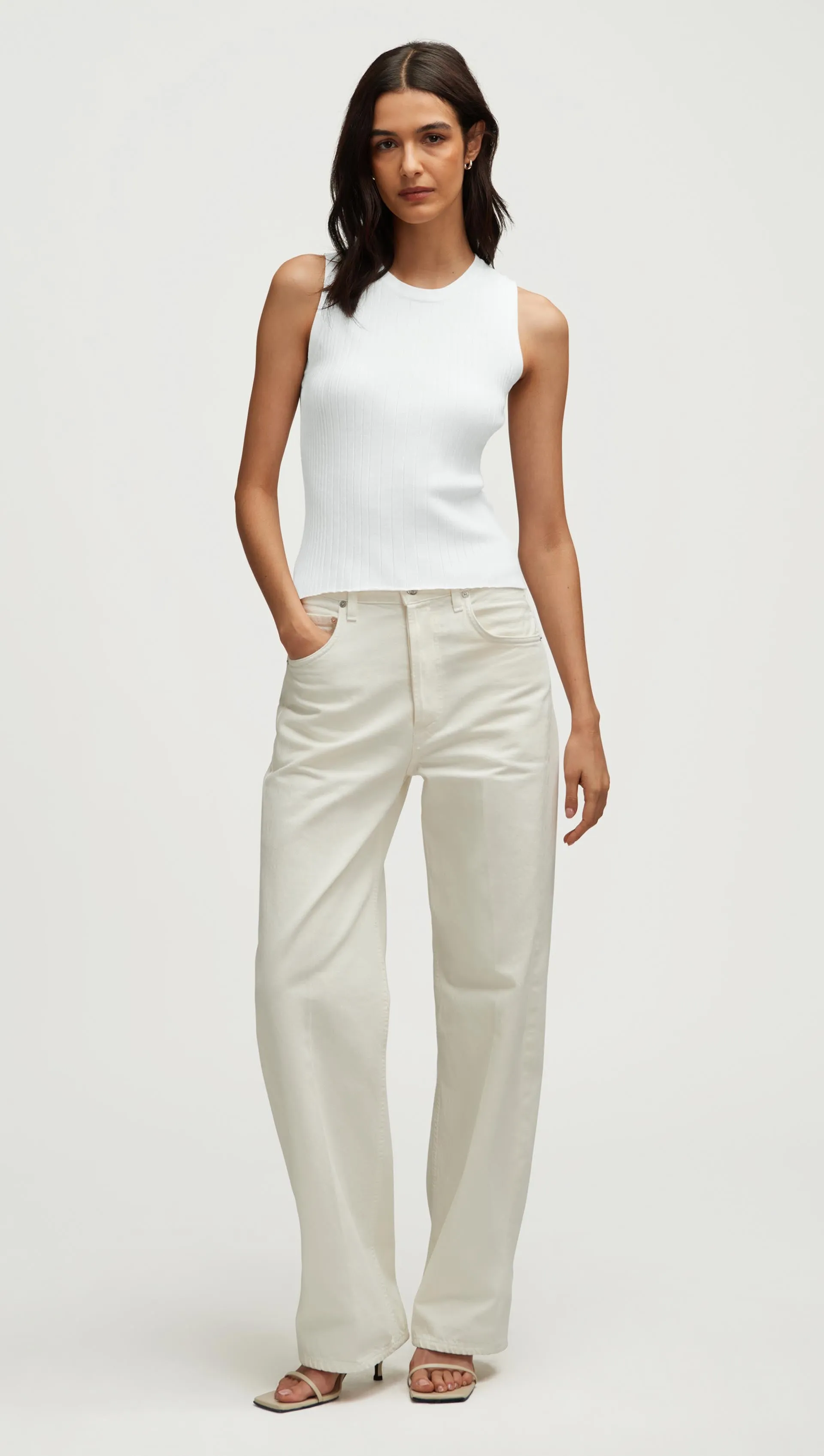 Ribbed Knit Tank in Viscose Polyester | White sold by Argent product image thumbnail 3