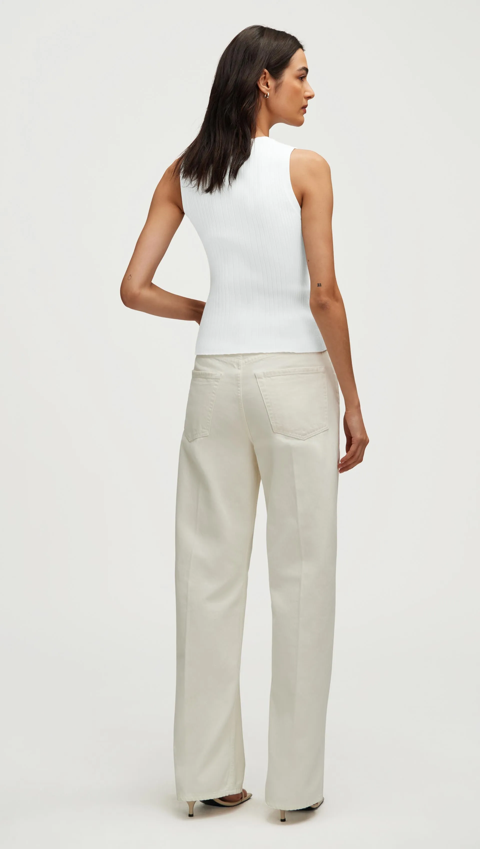 Ribbed Knit Tank in Viscose Polyester | White sold by Argent product image thumbnail 5