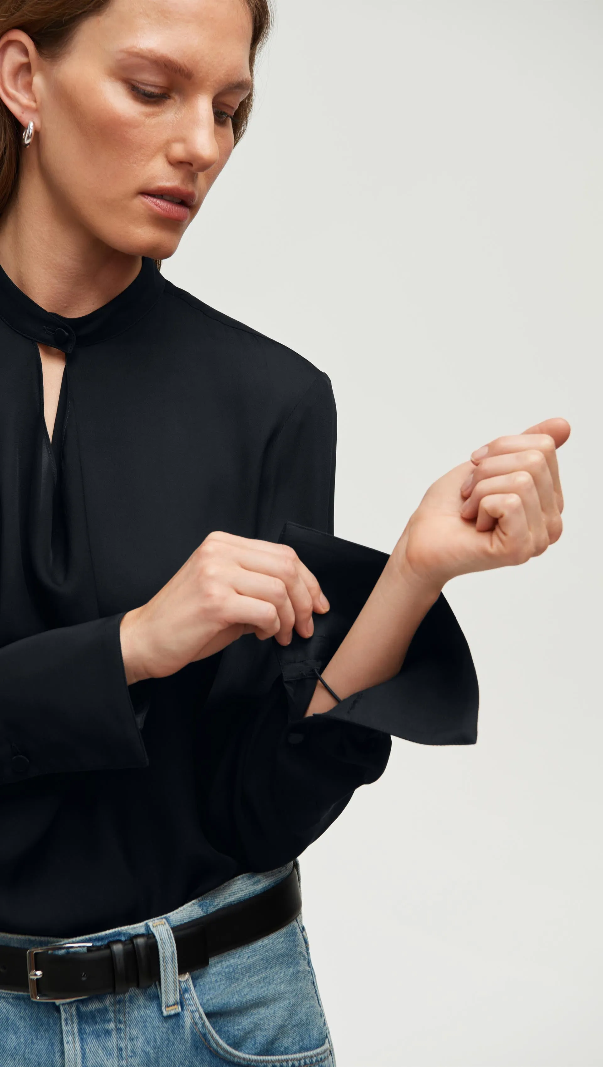 Cowl Neck Blouse in Double Georgette | Black sold by Argent product image thumbnail 2