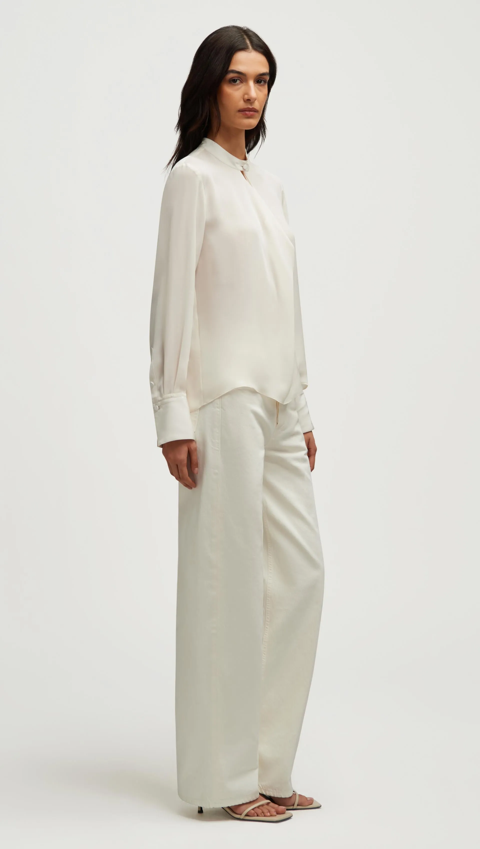 Cowl Neck Blouse in Double Georgette | Ivory sold by Argent product image thumbnail 3