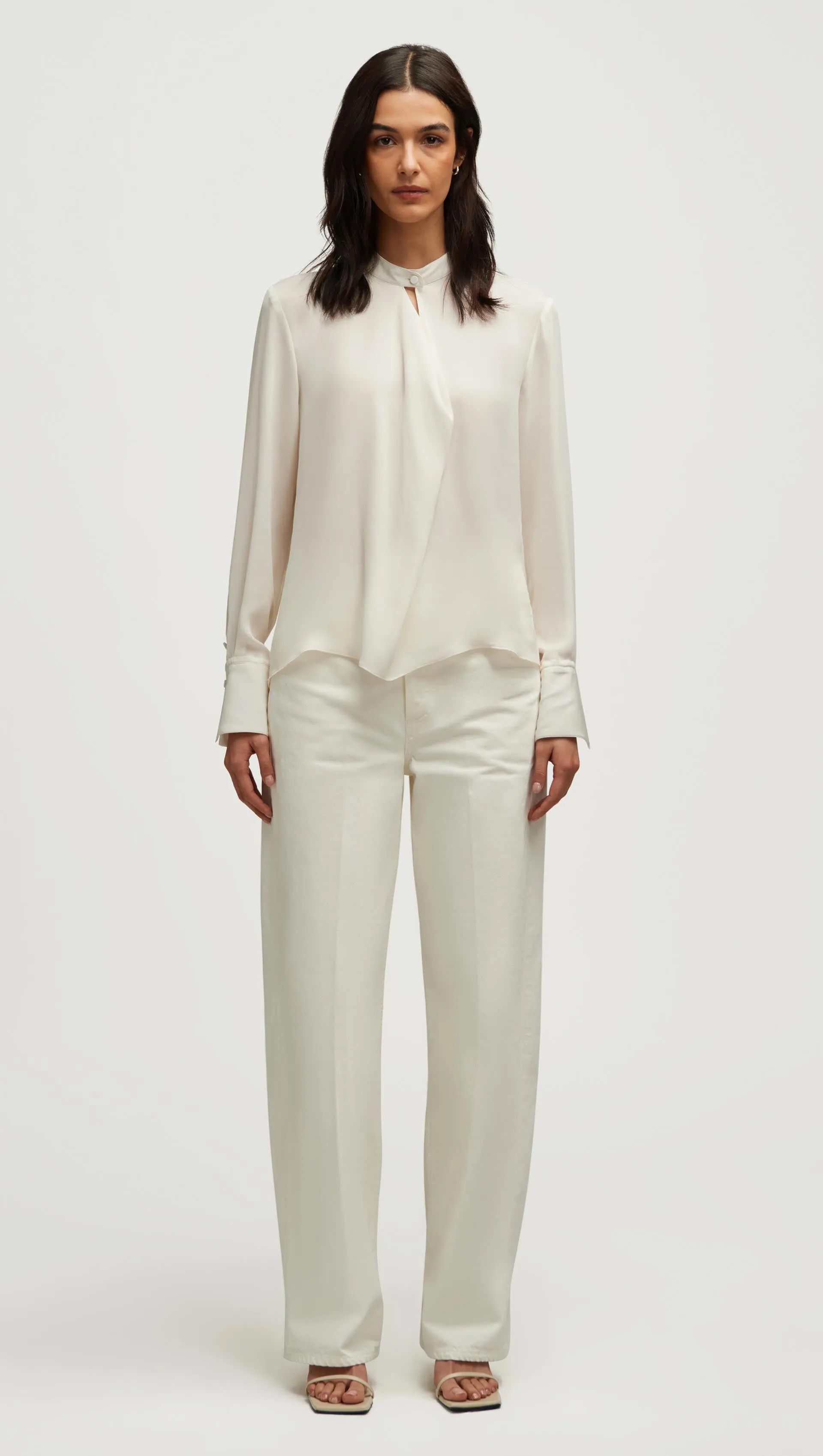 Cowl Neck Blouse in Double Georgette | Ivory sold by Argent product image thumbnail 2