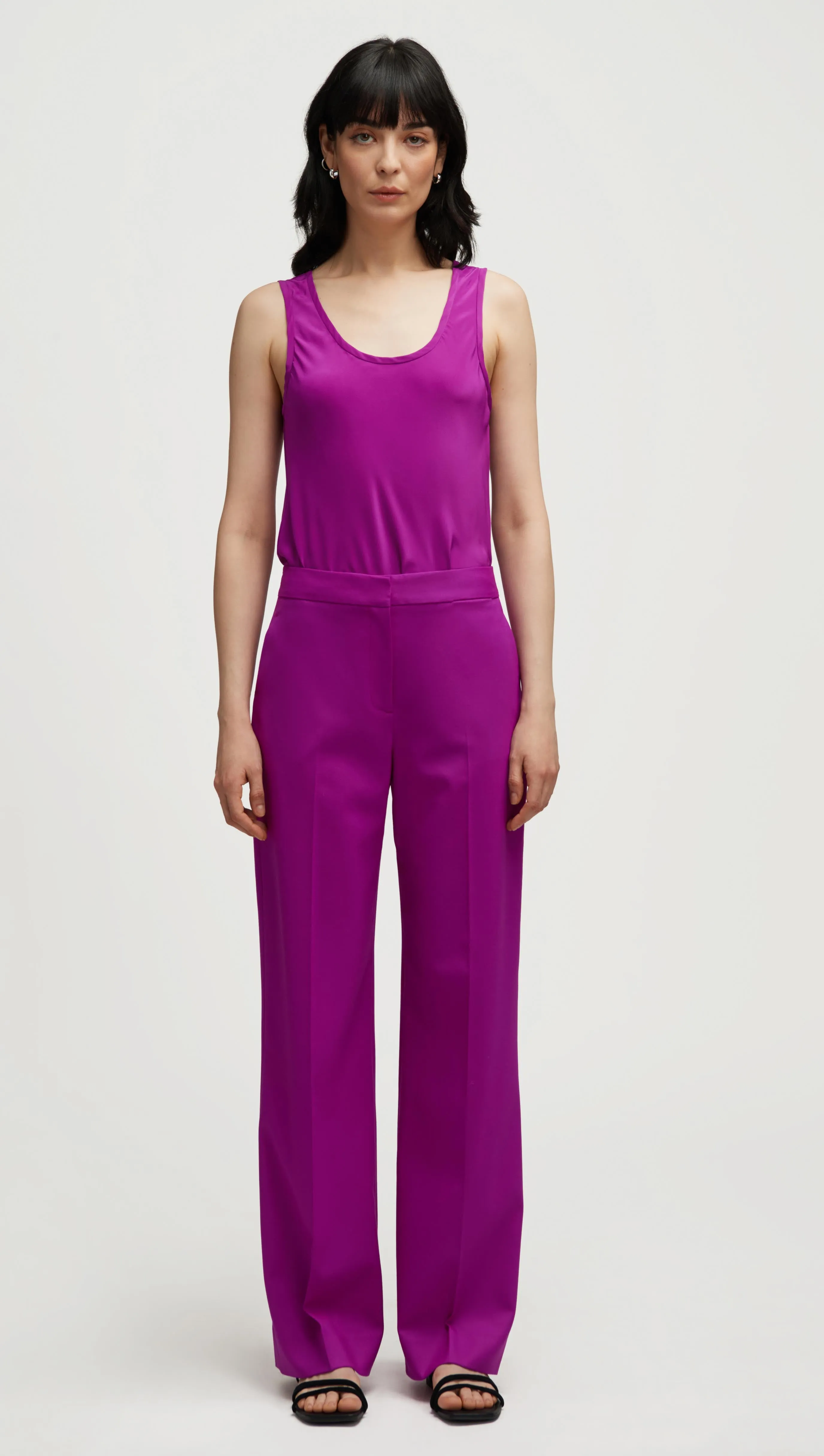 Wide Leg Trouser in Seasonless Wool | Orchid sold by Argent