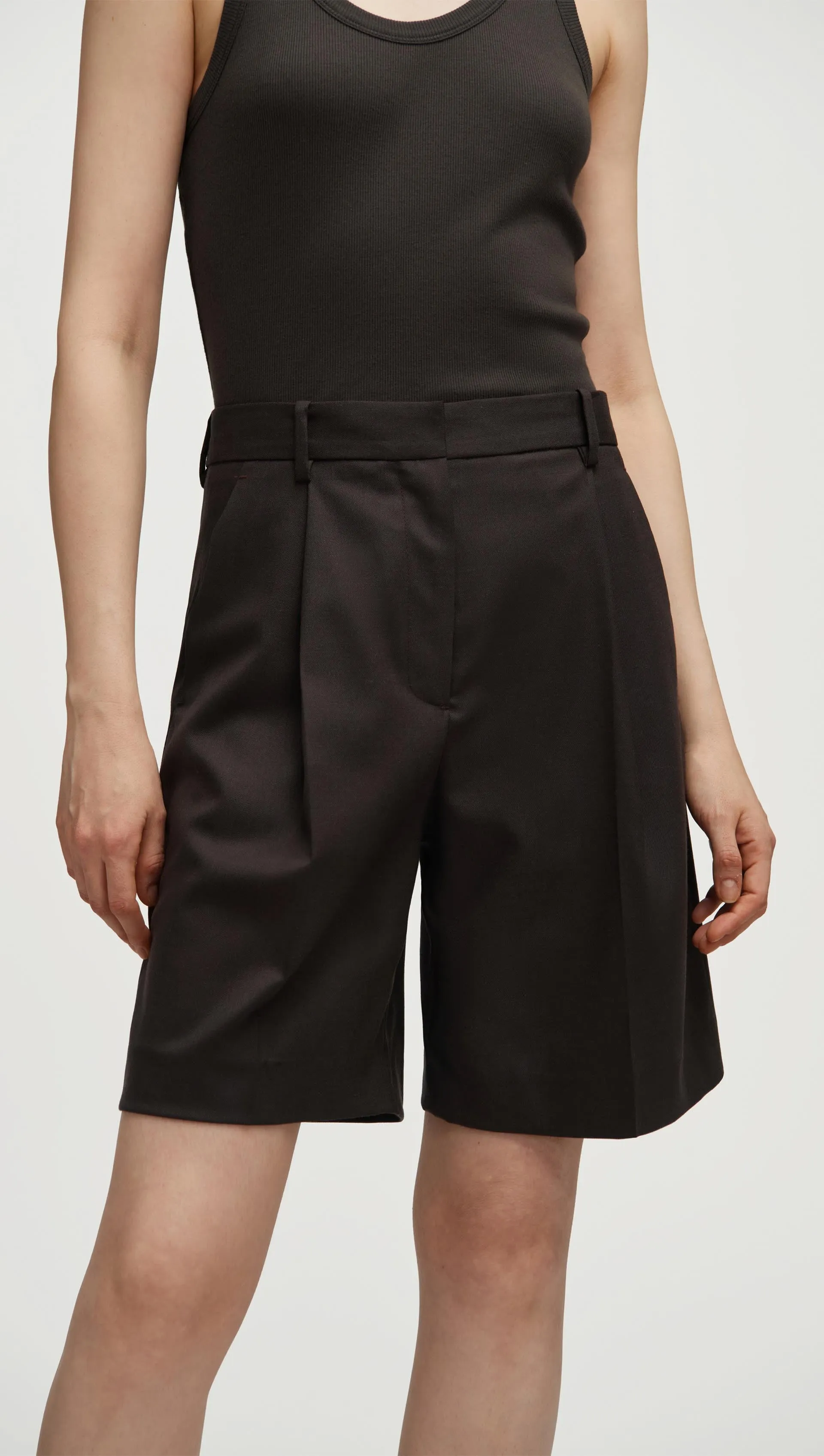 Pleated Shorts in Seasonless Wool | Smoke sold by Argent product image thumbnail 5