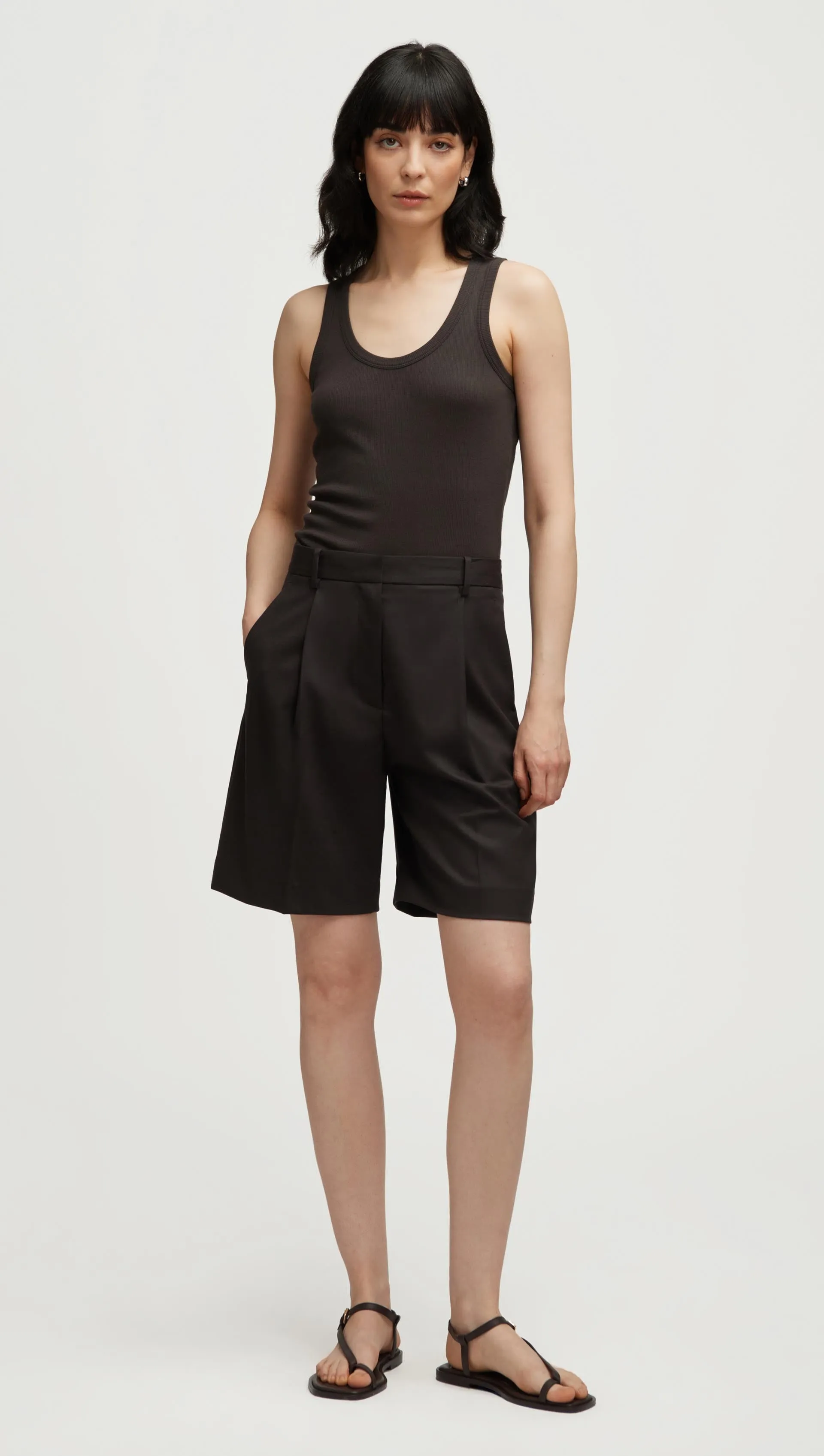 Pleated Shorts in Seasonless Wool | Smoke sold by Argent